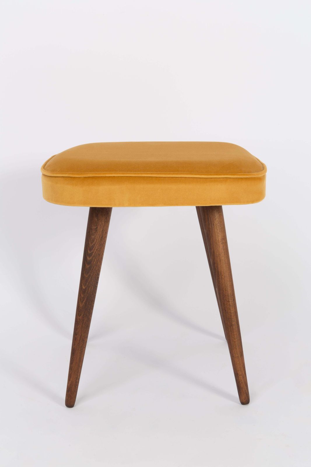 Mid Century Mustard Yellow Velvet Foot Stool, Europe, 1960s photo vinterior