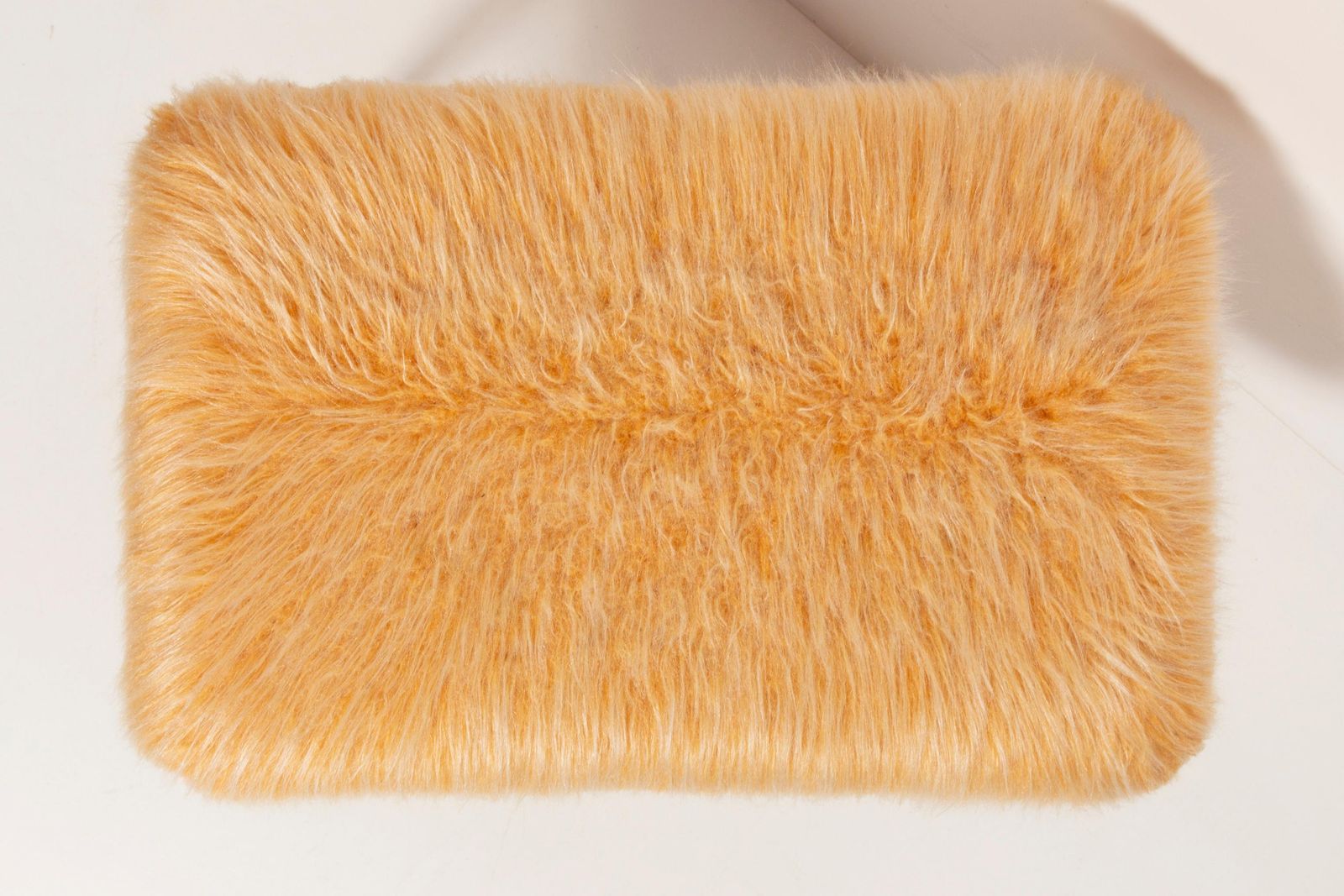 Mid Century Faux Fur Orange Vintage Stool, Denmark, 1960 photo buy