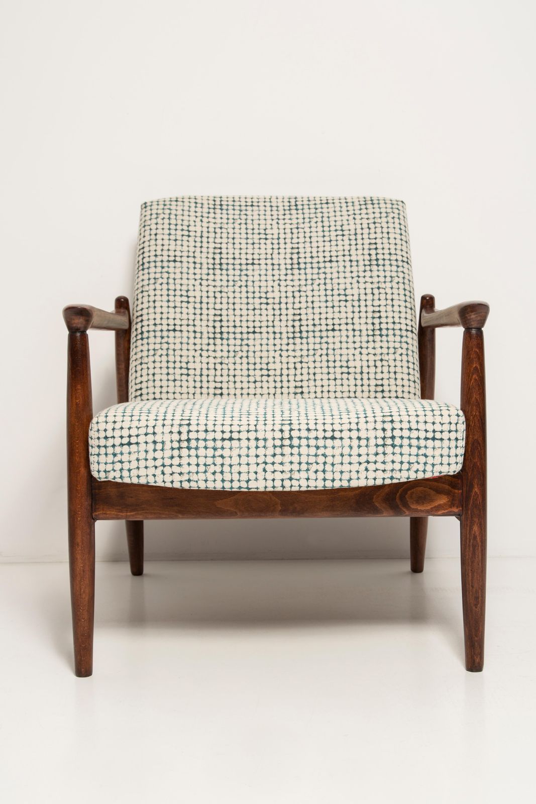 Mid Century Wit En Aqua Vintage Gfm 64 Fauteuil, Edmund Homa, Europa, Jaren 1960 photo buy