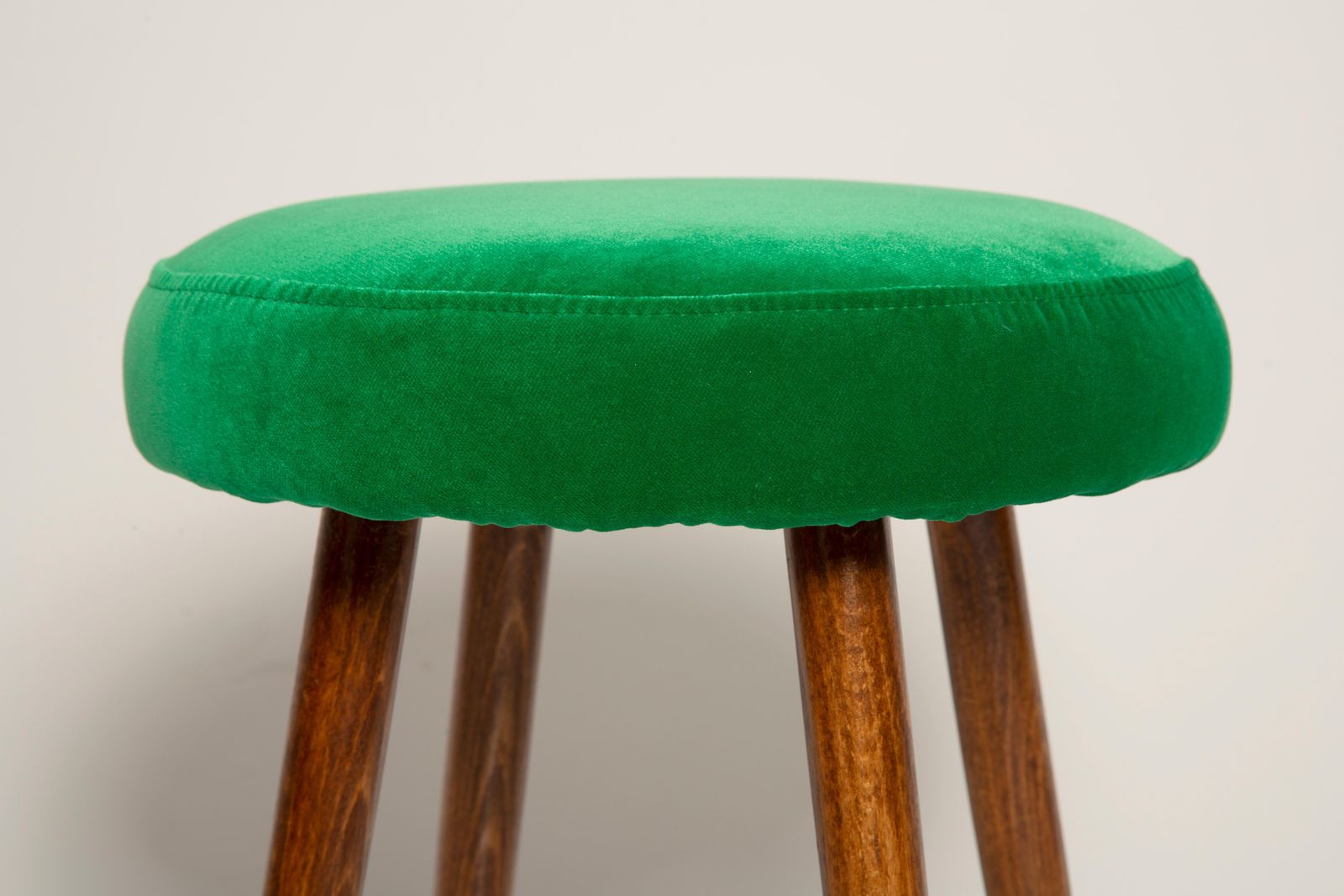 Mid Century Grass Green Velvet Stool, Europe, 1960s photo Furniture