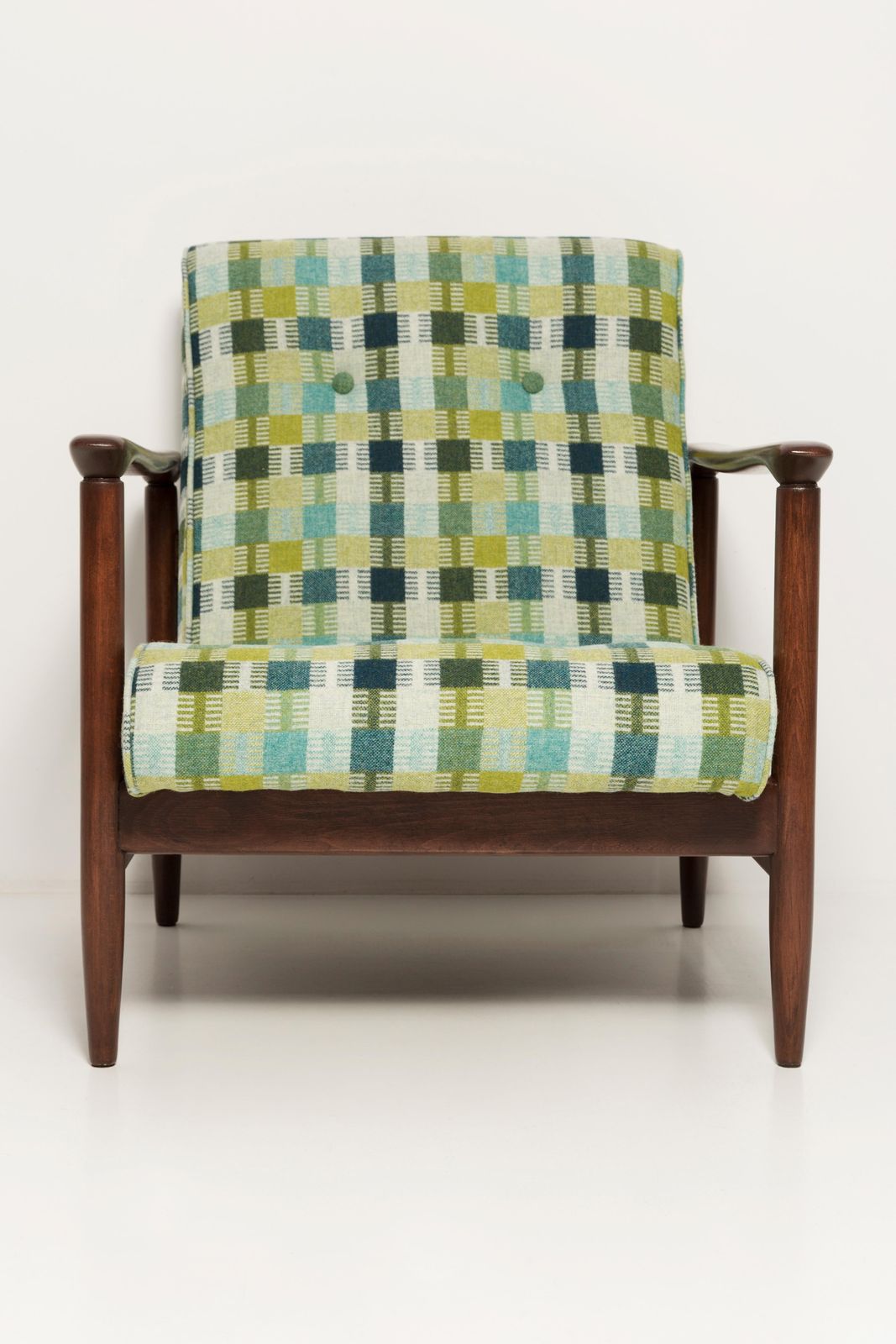 Furniture Mid Century Green Wool Armchair, Gfm 142, Edmund Homa, Europe, 1960s photo