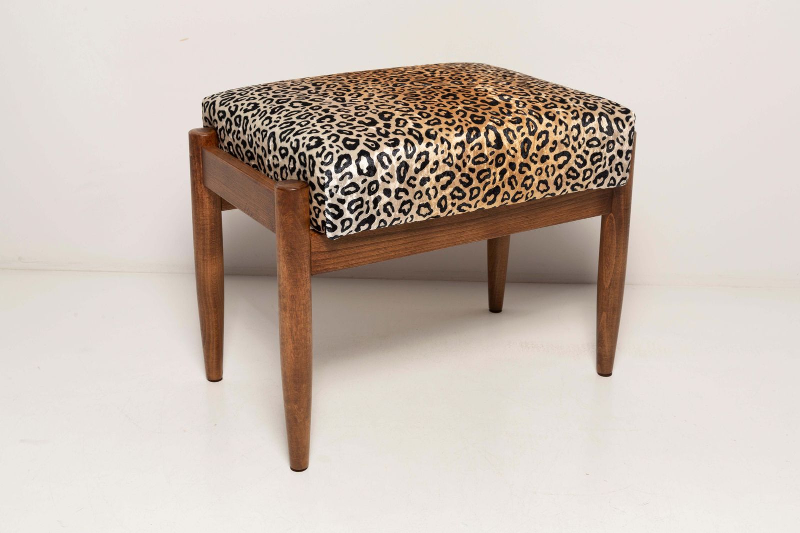 Midcentury Vintage Leopard Velvet Stool, Edmund Homa, Europe, 1960s photo 255.0