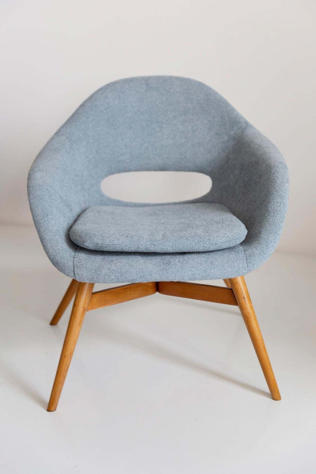 Mid Century Light Blue Shell Chair, Miroslav Navratil, Czechoslovakia, 1960s photo furniture