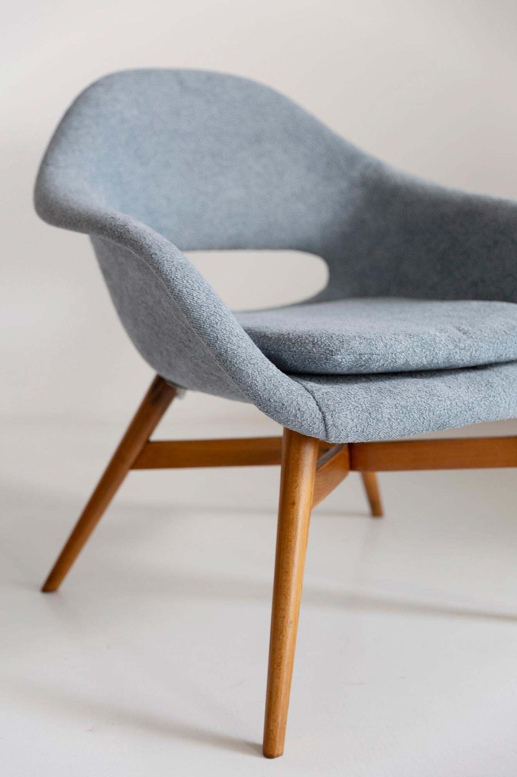Mid Century Light Blue Shell Chair, Miroslav Navratil, Czechoslovakia, 1960s photo Furniture