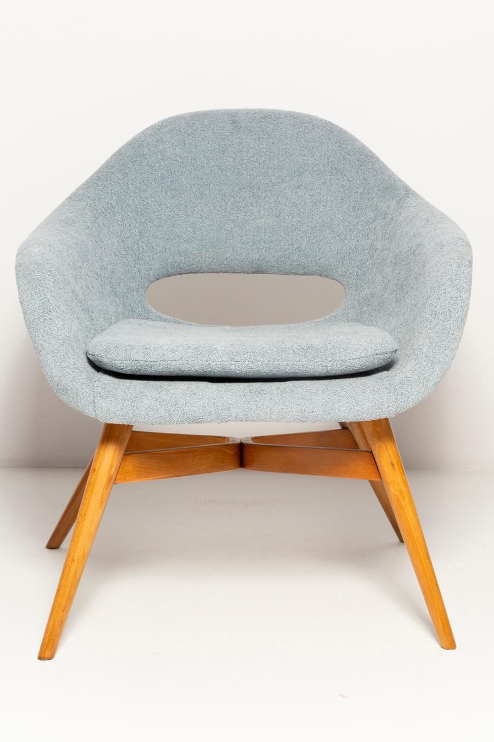 Mid Century Light Blue Shell Chair, Miroslav Navratil, Czechoslovakia, 1960s photo vinterior