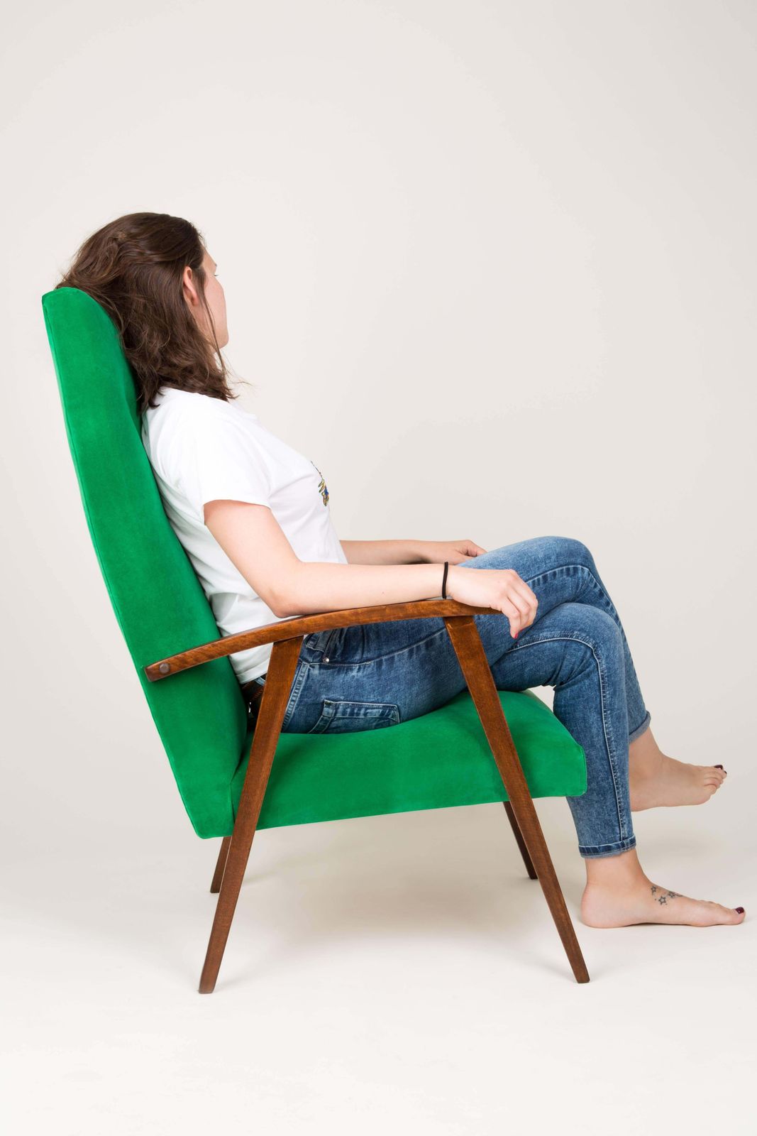 Art Deco, Vintage Green Velvet Armchair, 1960s photo vinterior