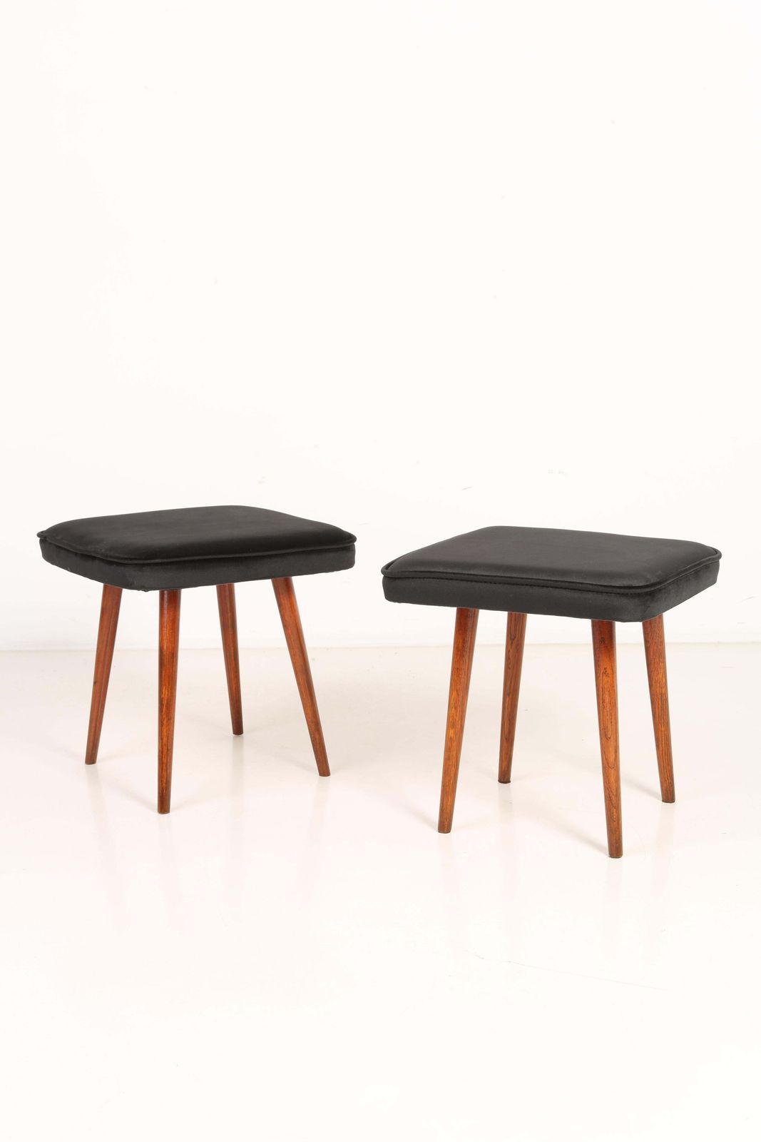 photo furniture Pair Of Mini Black Velvet Stools, Europe, 1960s