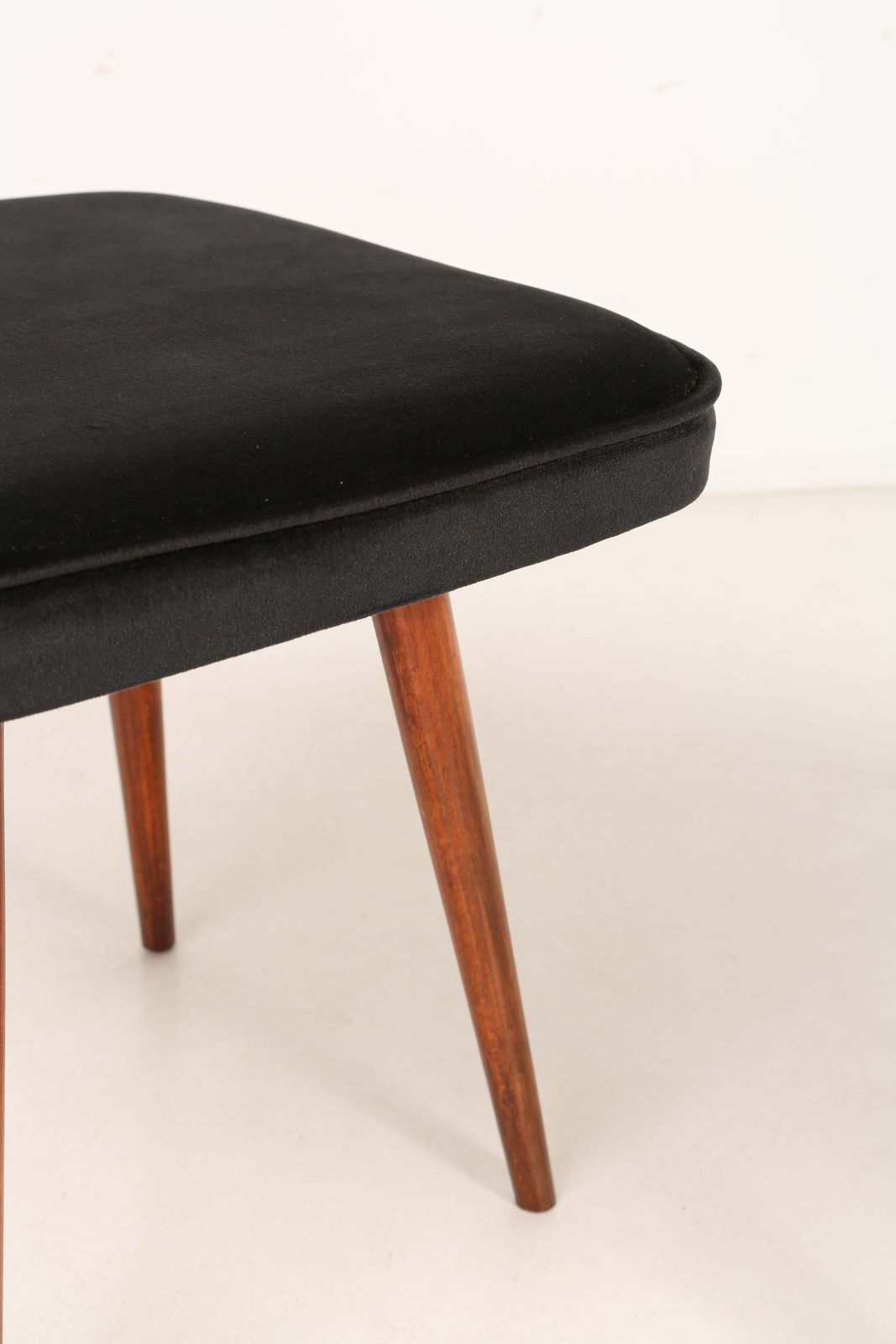 Furniture Pair Of Mini Black Velvet Stools, Europe, 1960s photo