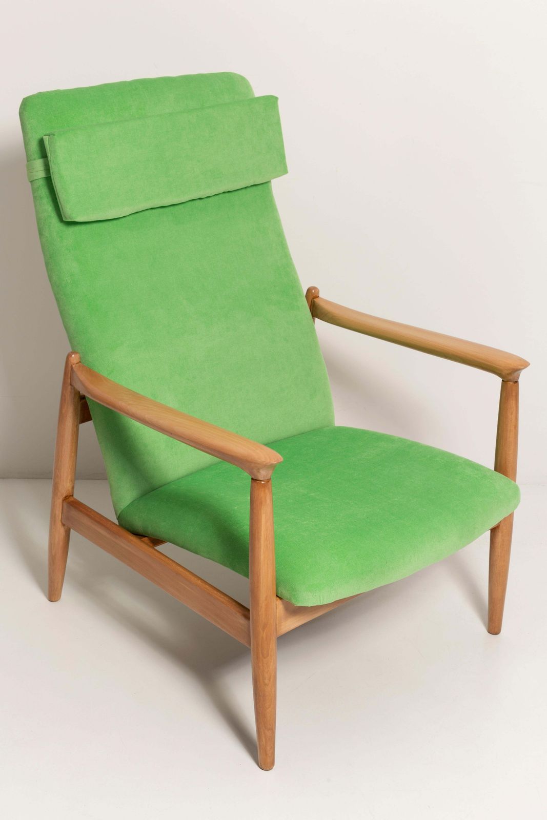 Light Lime Green Velvet Armchair, Gfm 64 High, Edmund Homa, 1960s photo furniture