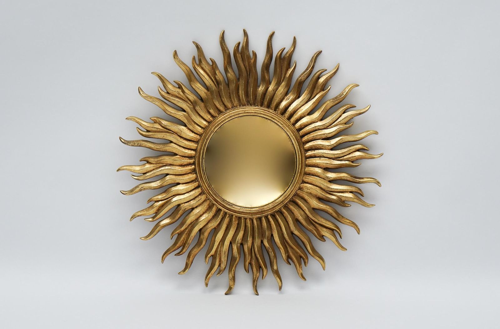 Mid Century Modern Sunburst Golden Wall Mirror, France 1960s photo furniture