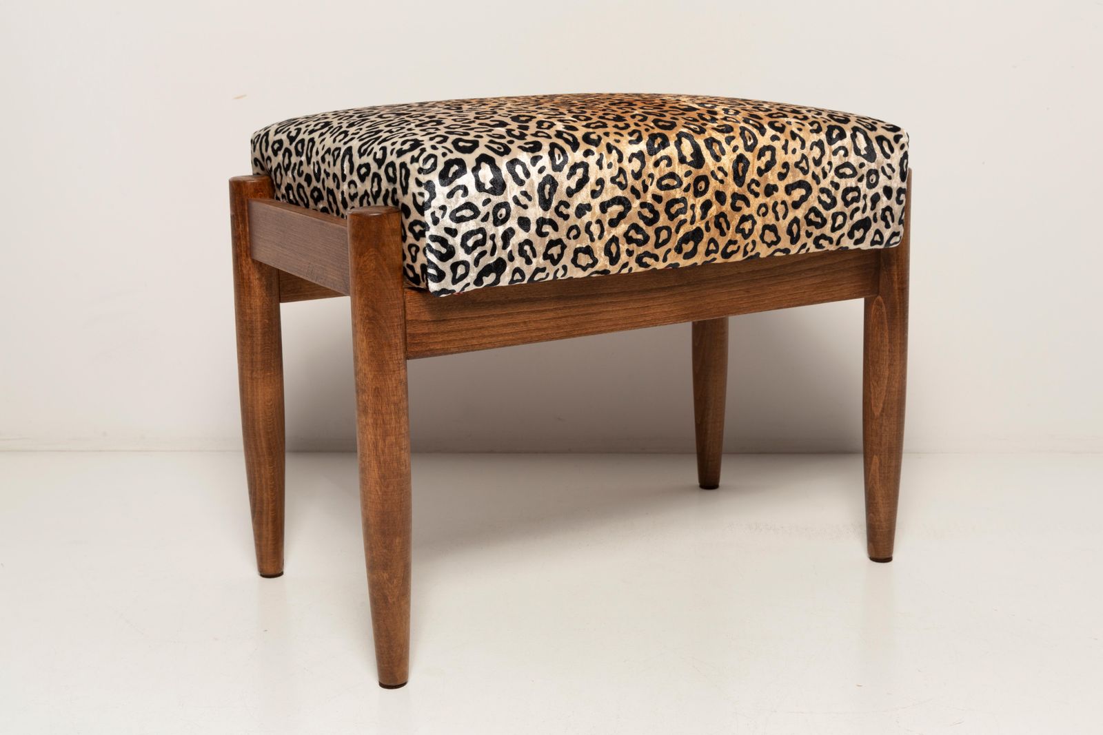 Pair Of Midcentury Leopard Velvet Vintage Stools, Edmund Homa, 1960s photo buy