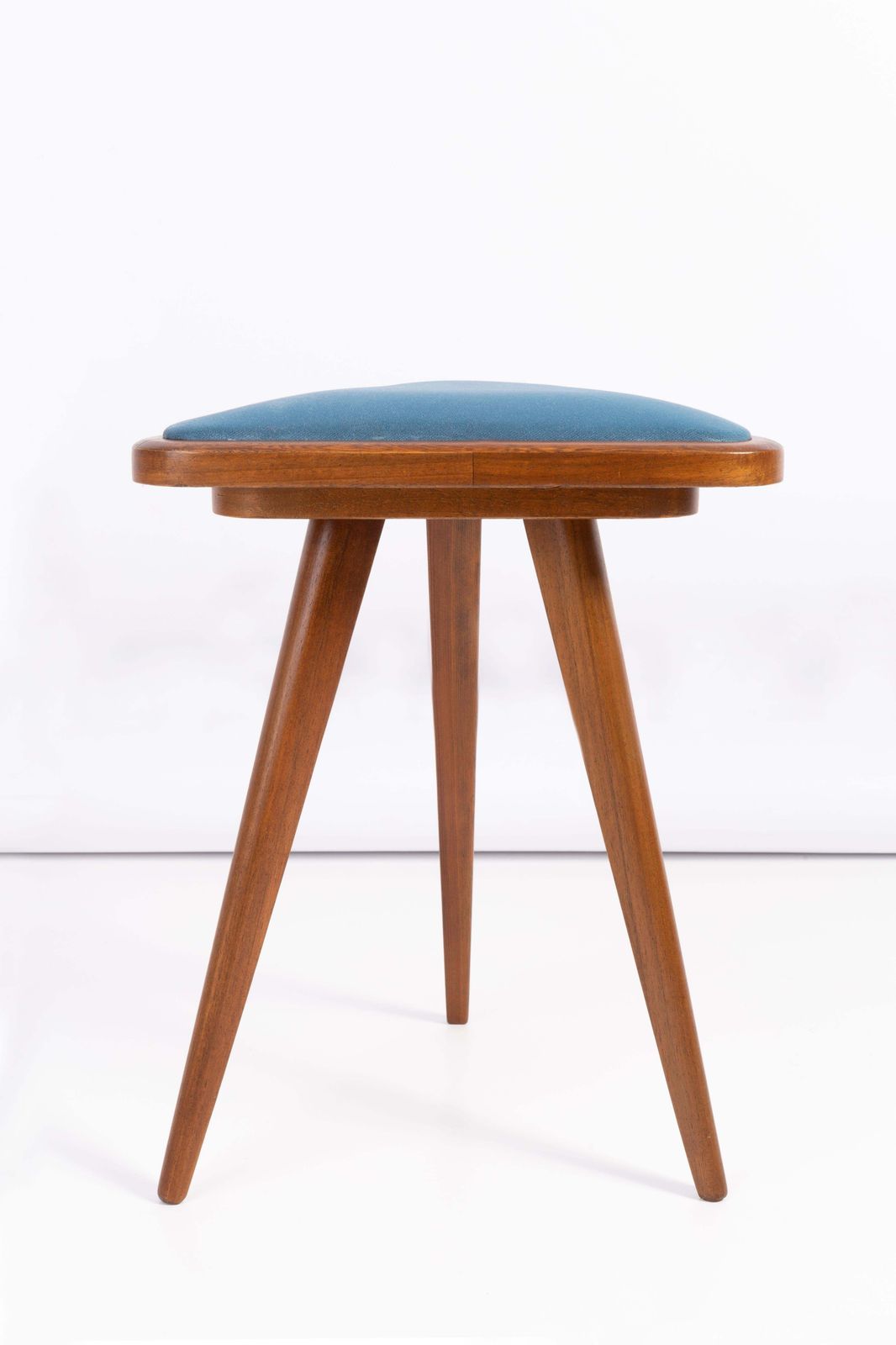 Set Of Two Blue Velvet 20th Century Triangle Stools, Europe, 1960s photo vinterior
