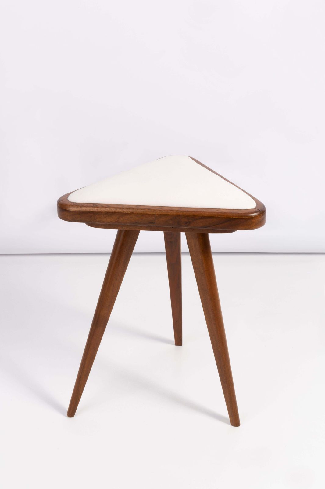 Set Of Two White Velvet 20th Century Triangle Stools, Europe, 1960s photo vinterior