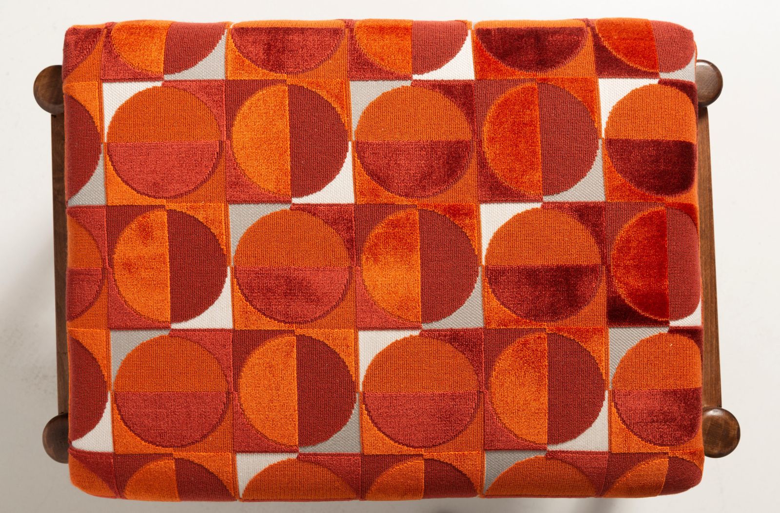 Furniture Pair Of Midcentury Red And Orange Vintage Stools, Edmund Homa, 1960s photo