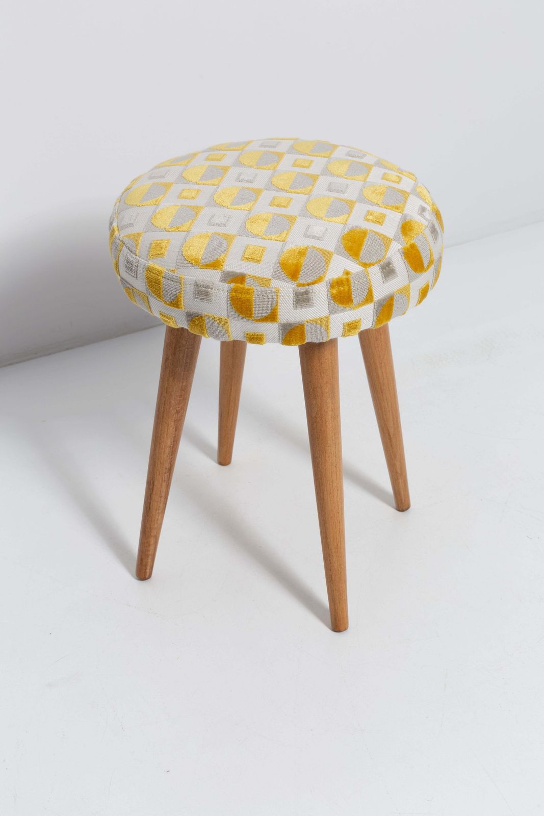 Set Of Two Mid Century Yellow And Beige Stools, Europe, 1960s photo Furniture
