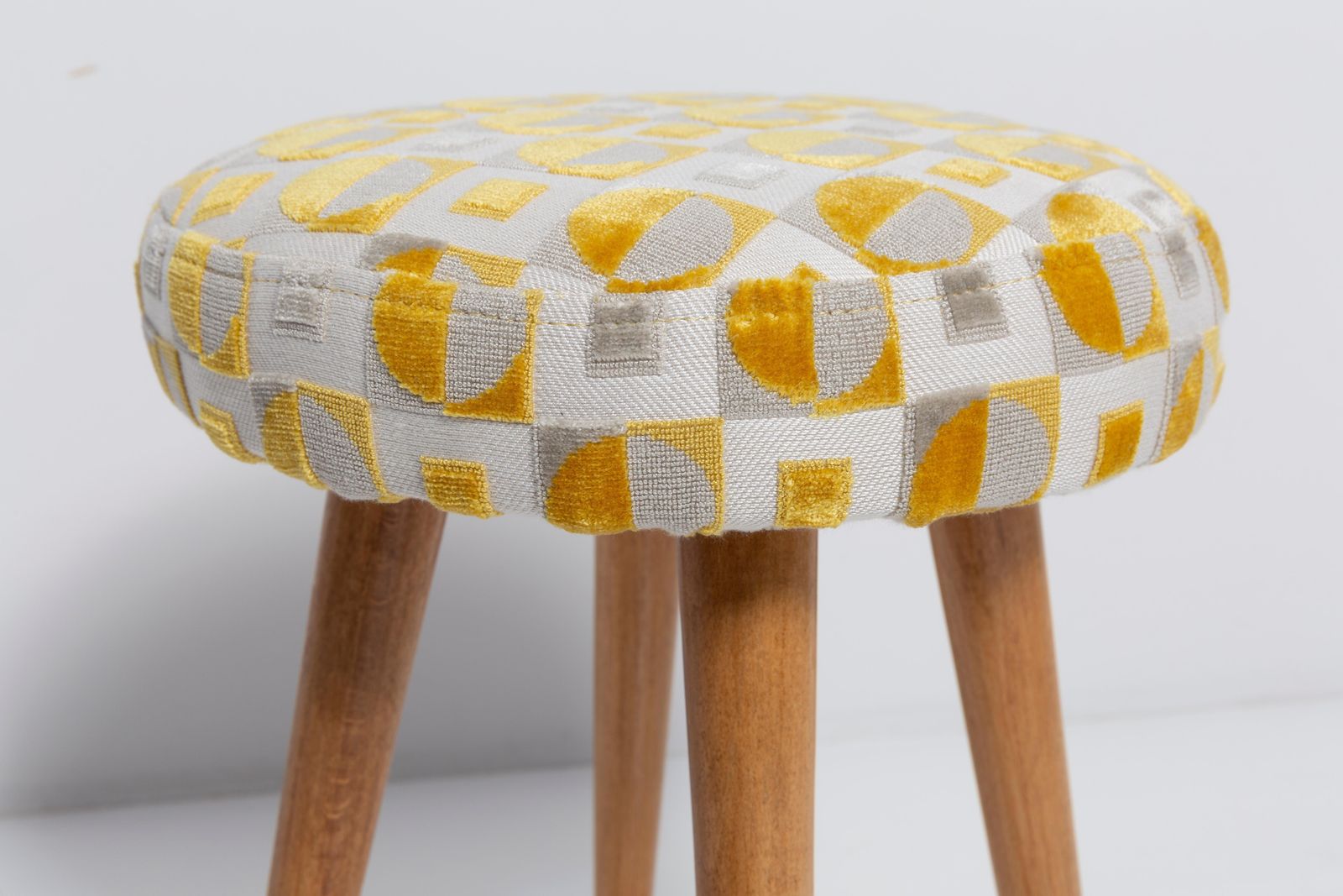 Set Of Two Mid Century Yellow And Beige Stools, Europe, 1960s photo vinterior