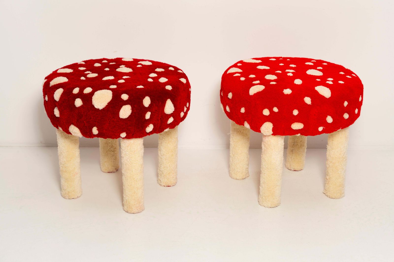 Mid Century Hand Tufting Mushroom Wool Stool, Europe, 1960s photo furniture