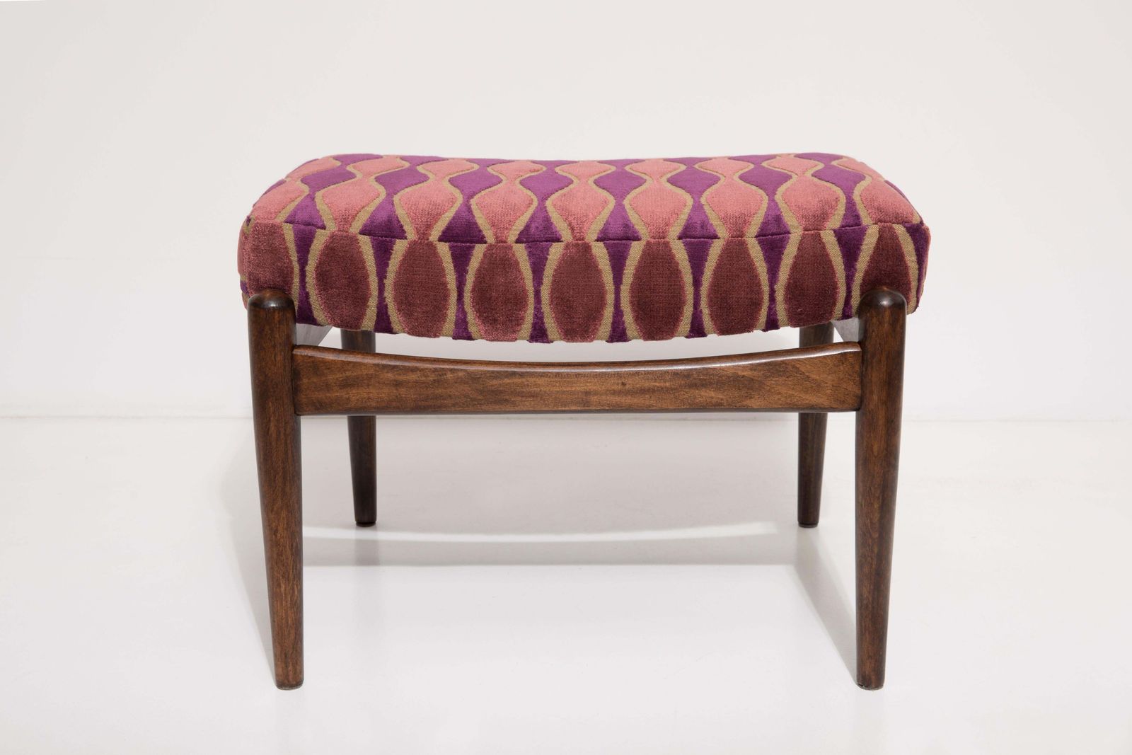 Pair Of 20th Century Pink Pattern Velvet Vintage Footstools, Edmund Homa, 1960s photo furniture