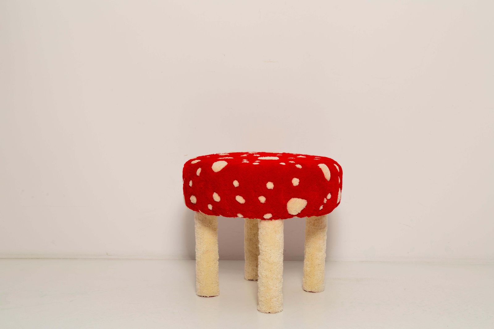 Mid Century Hand Tufting Mushroom Wool Stool, Europe, 1960s photo for sale
