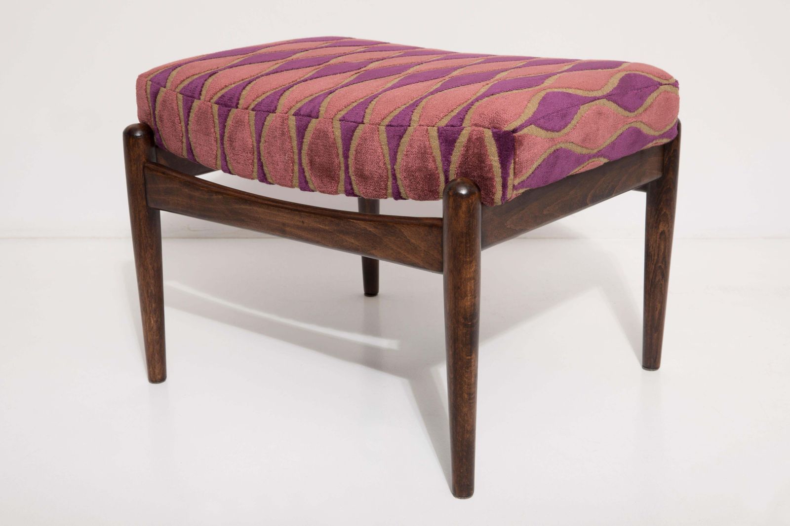 Pair Of 20th Century Pink Pattern Velvet Vintage Footstools, Edmund Homa, 1960s photo for sale