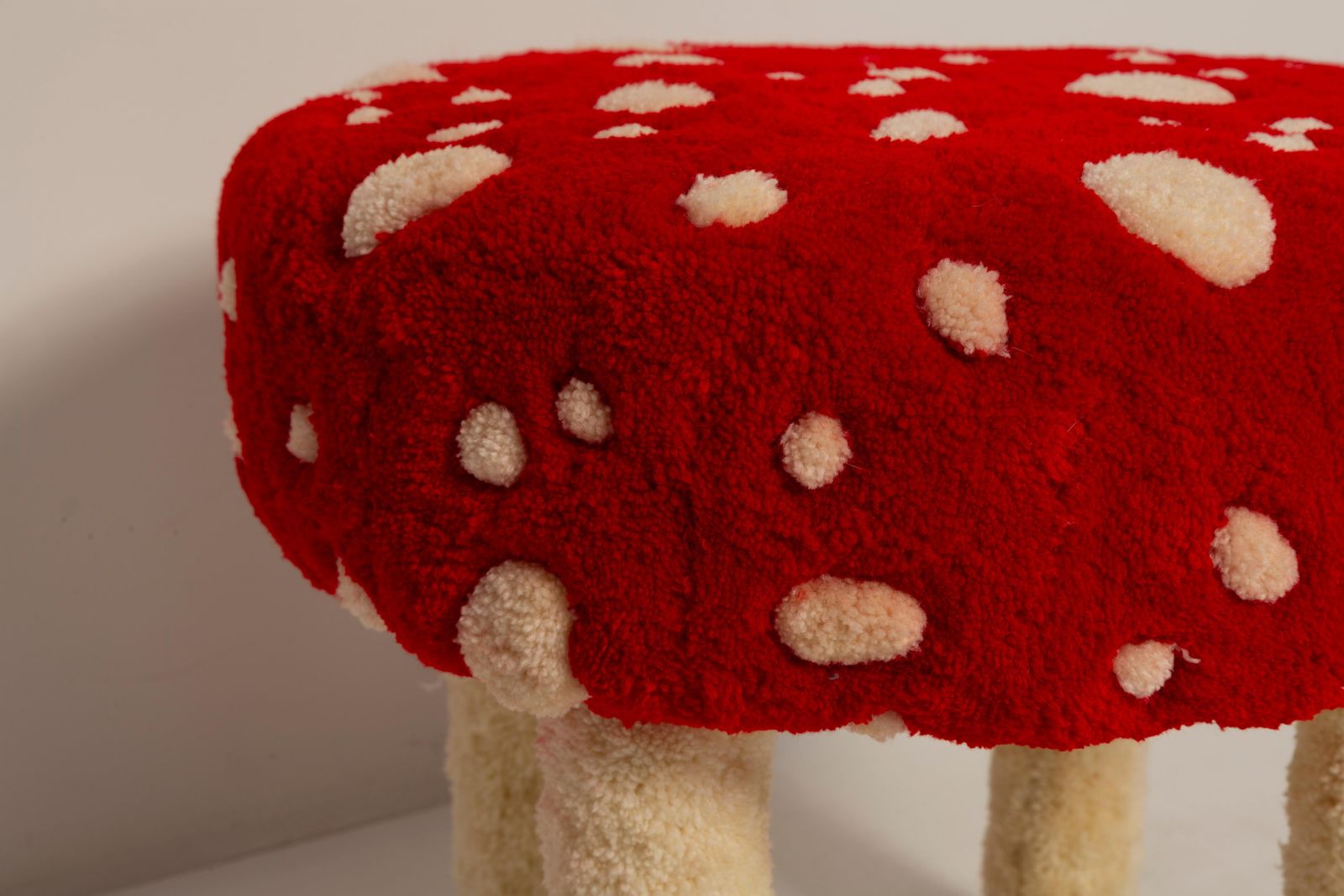 Mid Century Hand Tufting Mushroom Wool Stool, Europe, 1960s photo buy