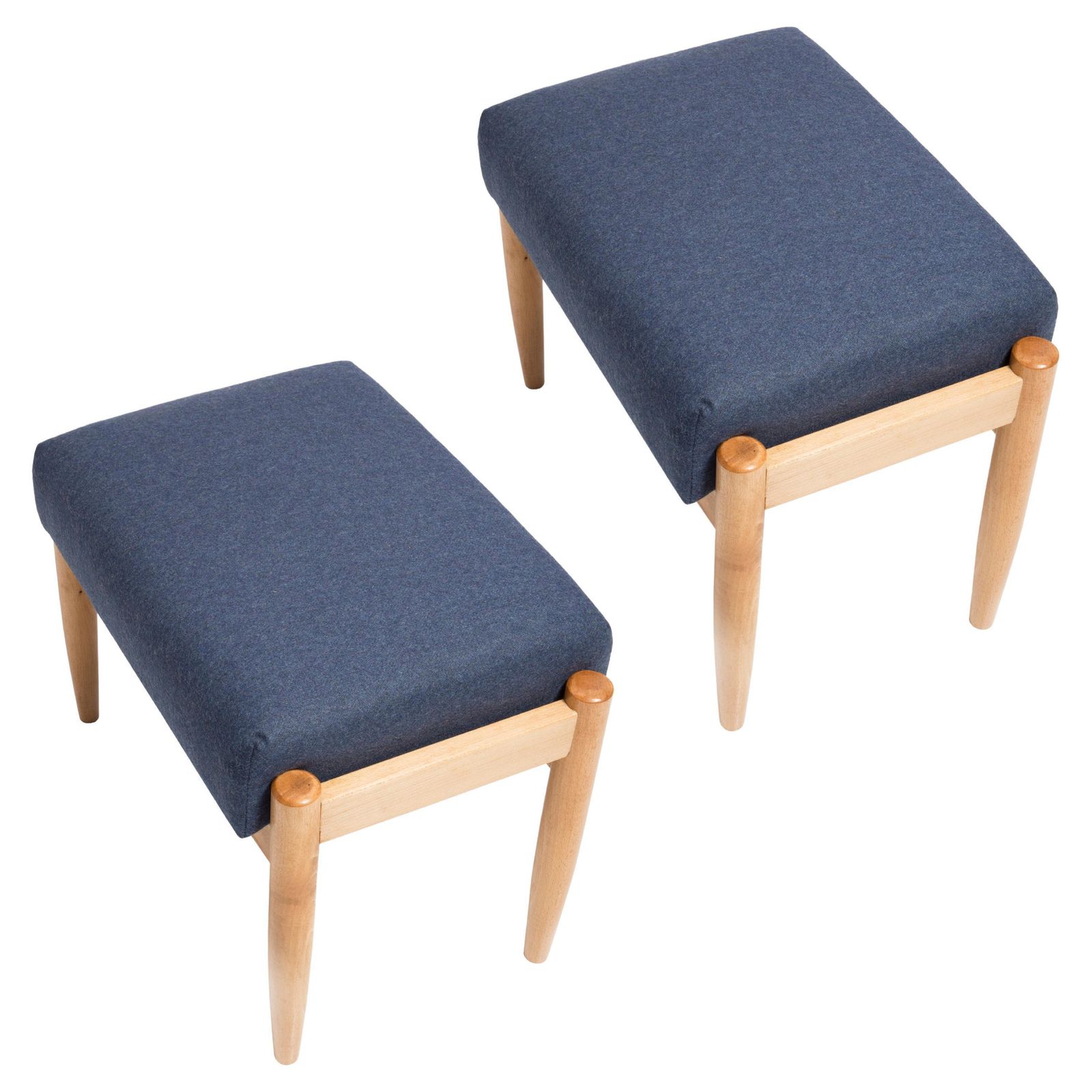 Pair Of 20th Century Navy Blue Wool Vintage Stools, Edmund Homa, 1960s
