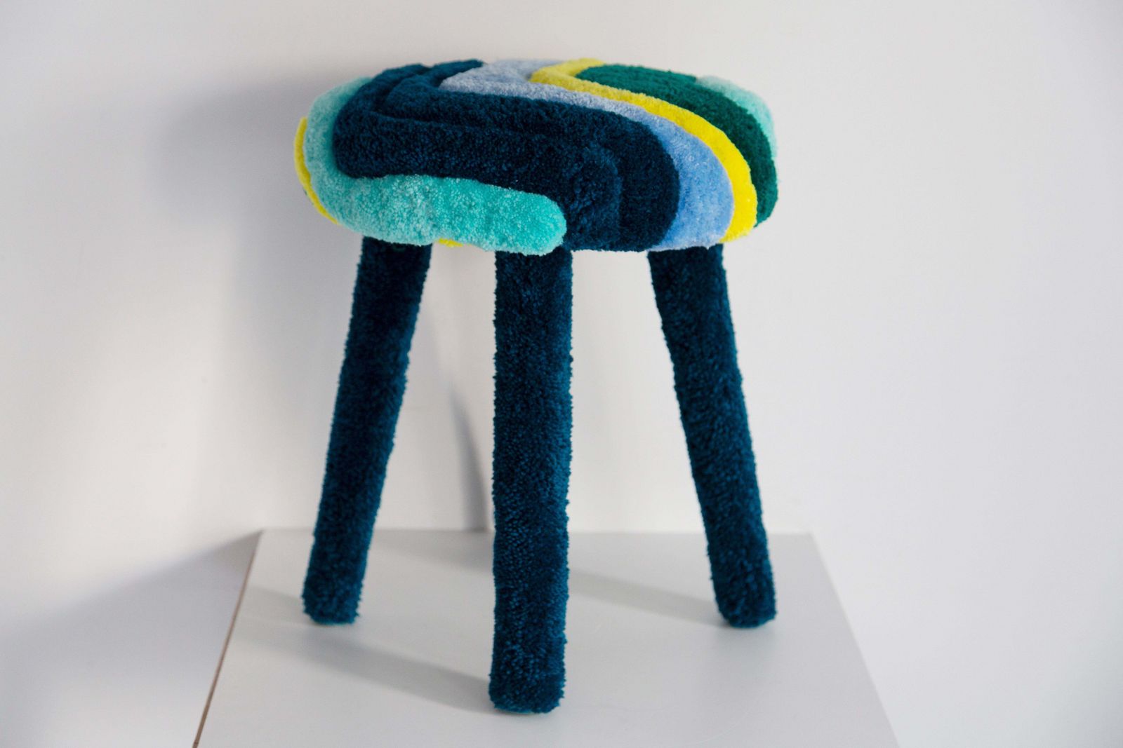 Set Of Two Mid Century Hand Tufting Wool Stools, Europe, 1960s photo 1531.0