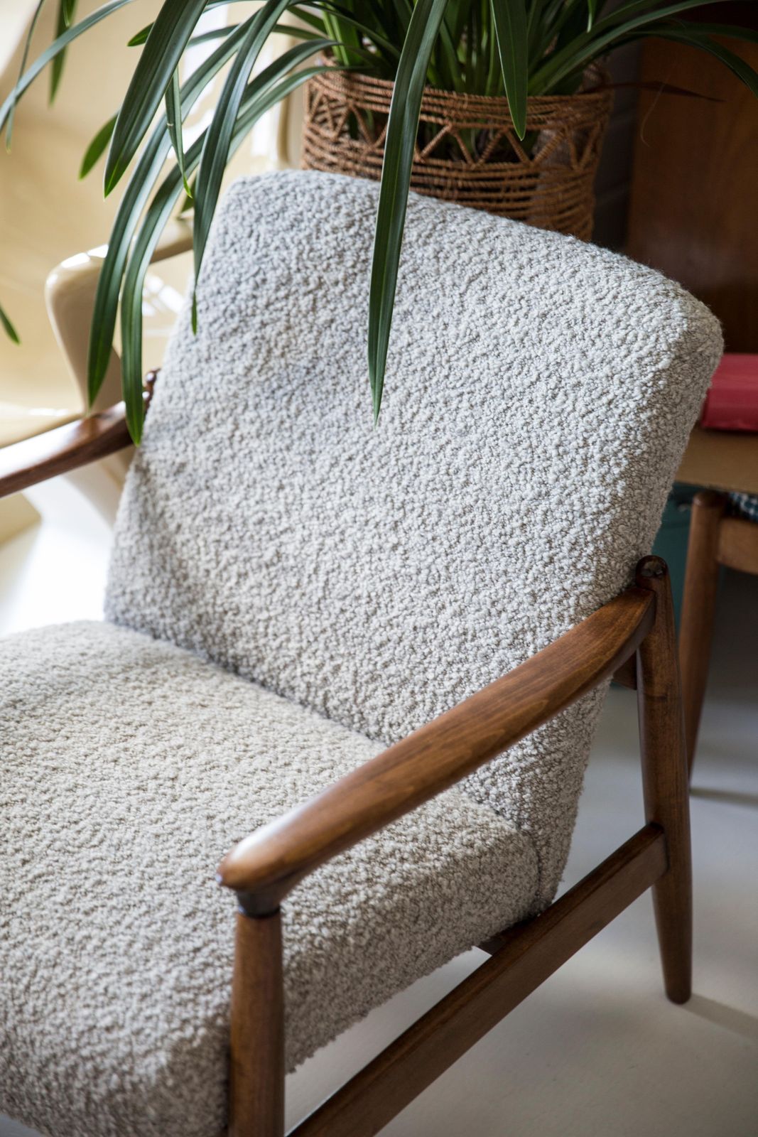 Midcentury Gray Alpaca Wool Armchair, Edmund Homa, Poland, 1960s photo for sale