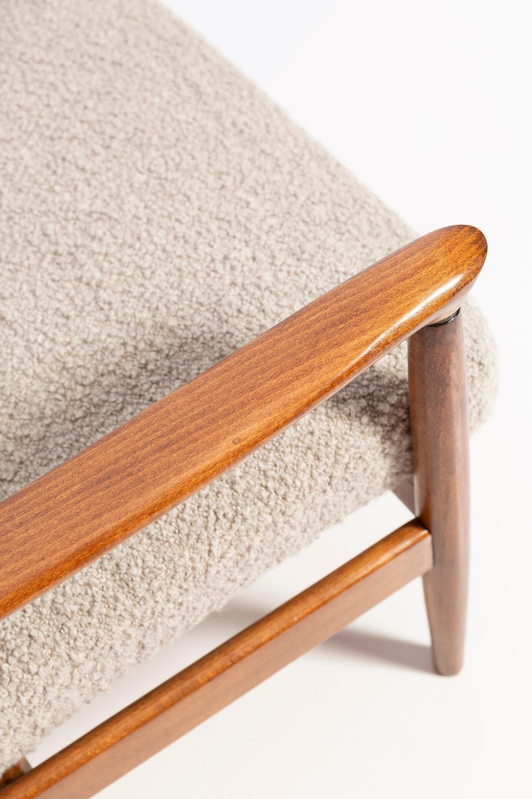 Midcentury Gray Alpaca Wool Armchair, Edmund Homa, Poland, 1960s photo vintage