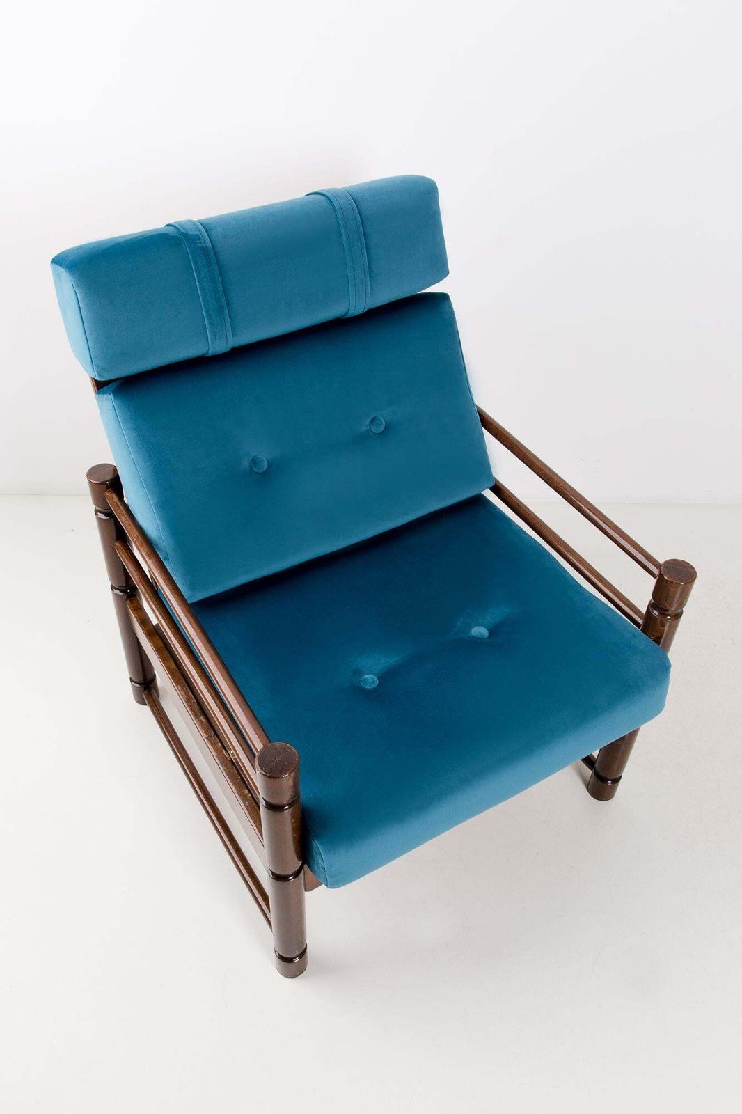 Pair Of Petrol Blue Armchairs, 20th Century, Beech Wood, Poland photo Furniture