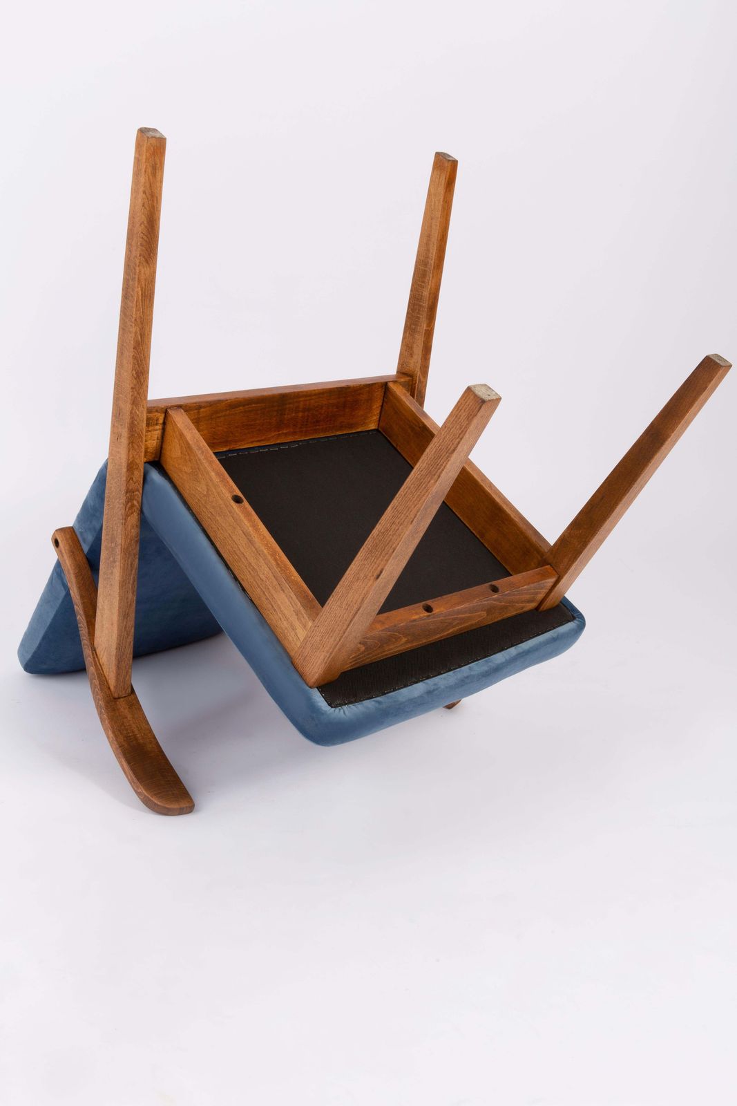 Furniture Pair Of 20th Century Vintage Blue Chairs By Mieczyslaw Puchala, 1960s photo