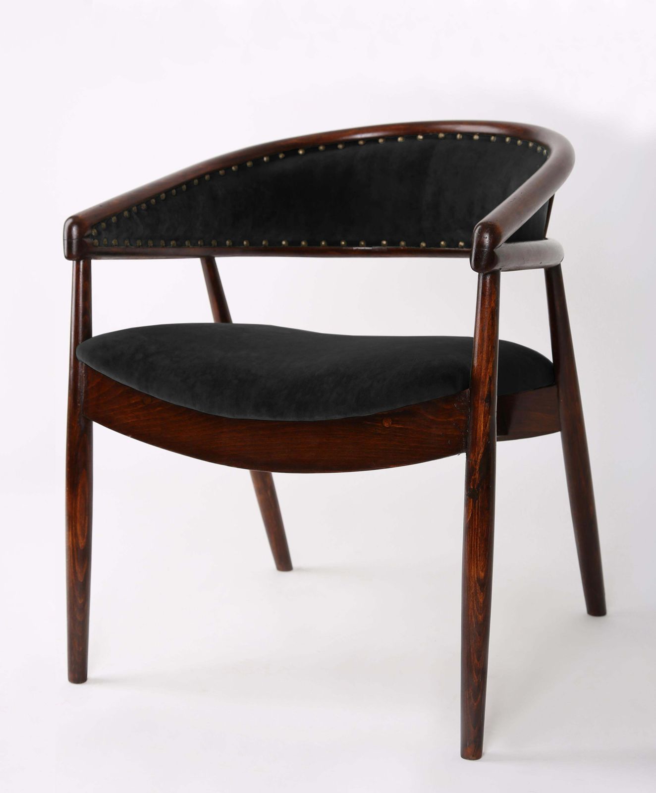 Set Of Two Unique Vintage Black Velvet B 3300 Armchairs, Poland, 1960s photo Furniture