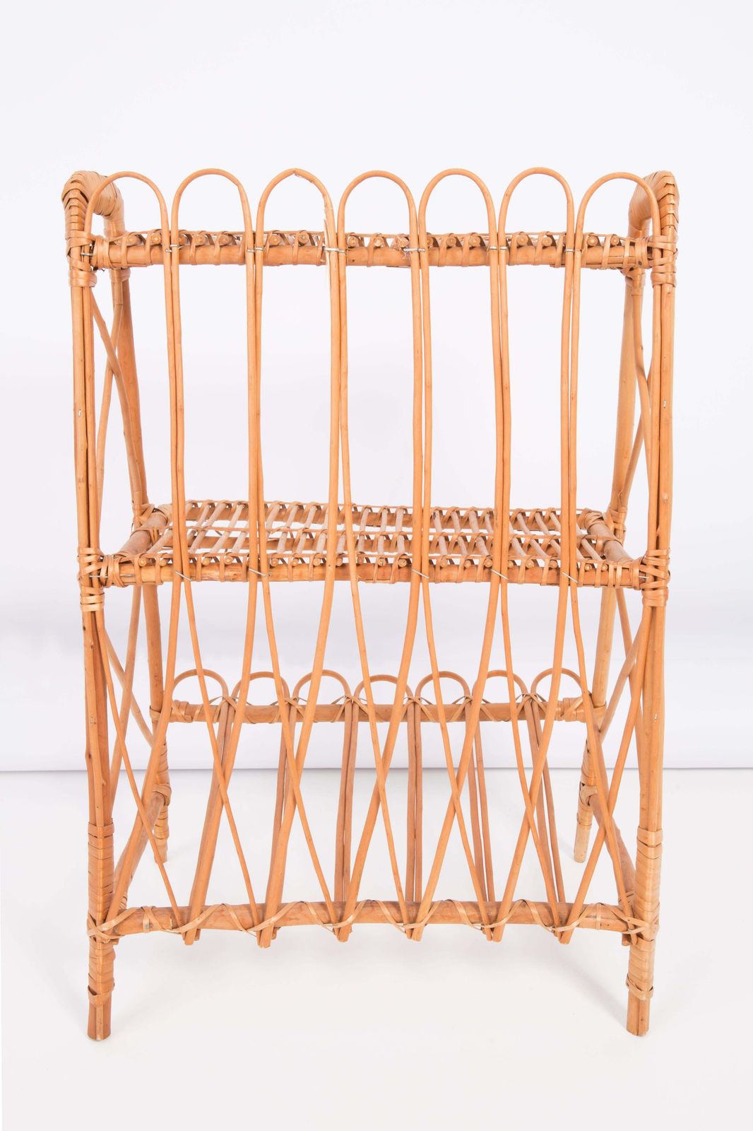 Midcentury Rattan Flowerbed Pedestal, Side Table, Germany, 1970s photo for sale