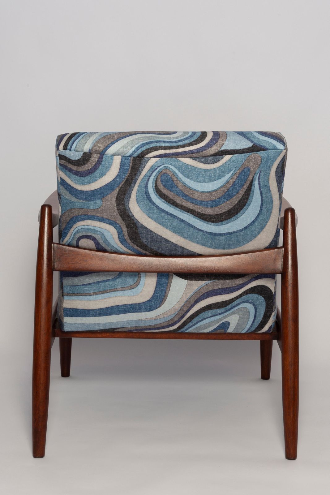 Set Of Two Blue Linen Mid Century Gfm 64 Armchairs, Edmund Homa, Europe, 1960s photo buy