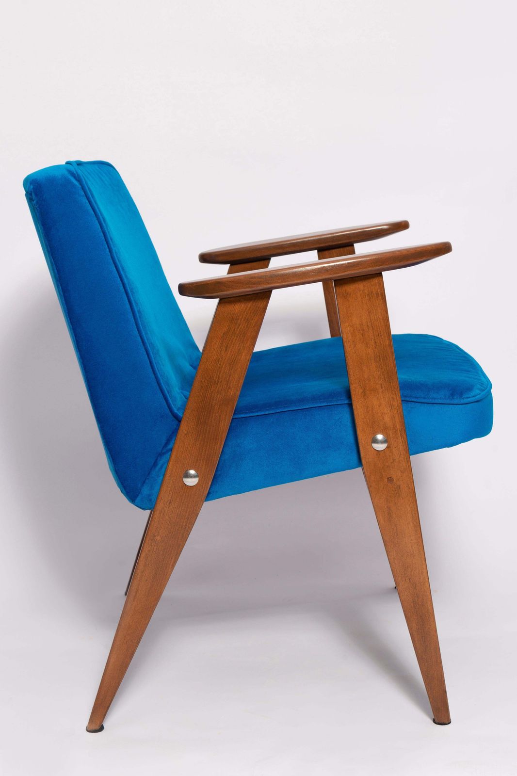 Pair Of Mid Century 366 Armchairs In Blue Velvet, Jozef Chierowski, Europe 1960 photo 2551.0