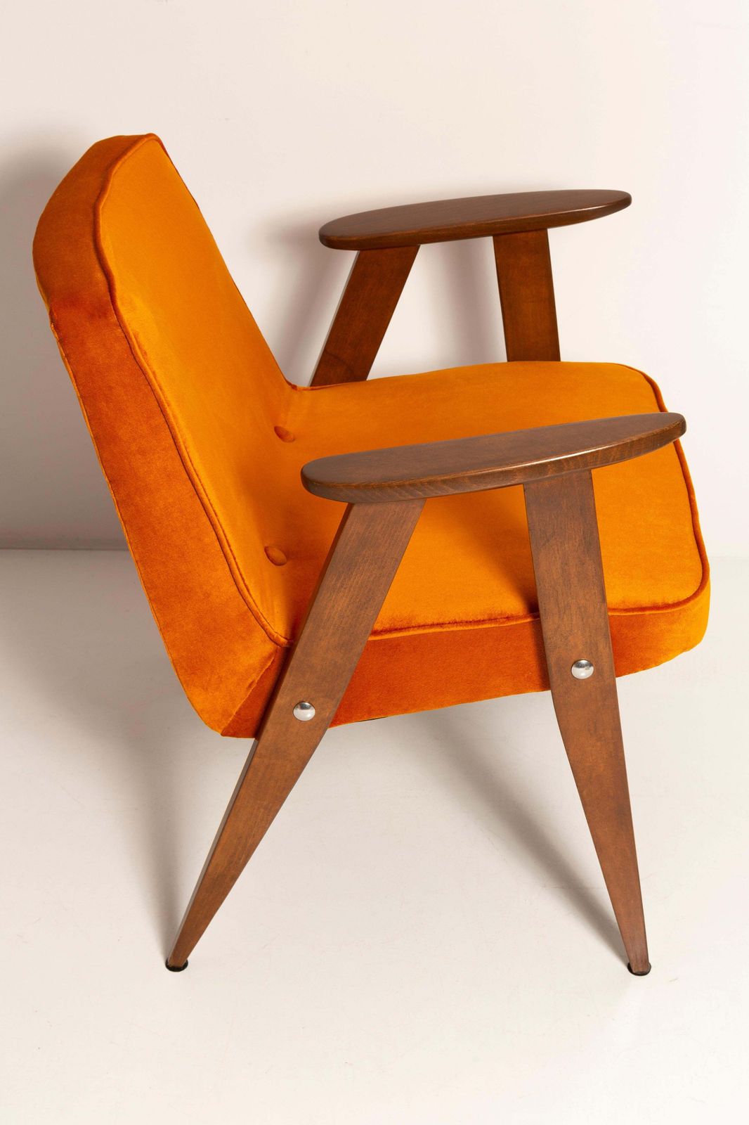 Pair Of Mid Century 366 Armchairs In Orange Velvet, Jozef Chierowski, Europe 1960 photo buy