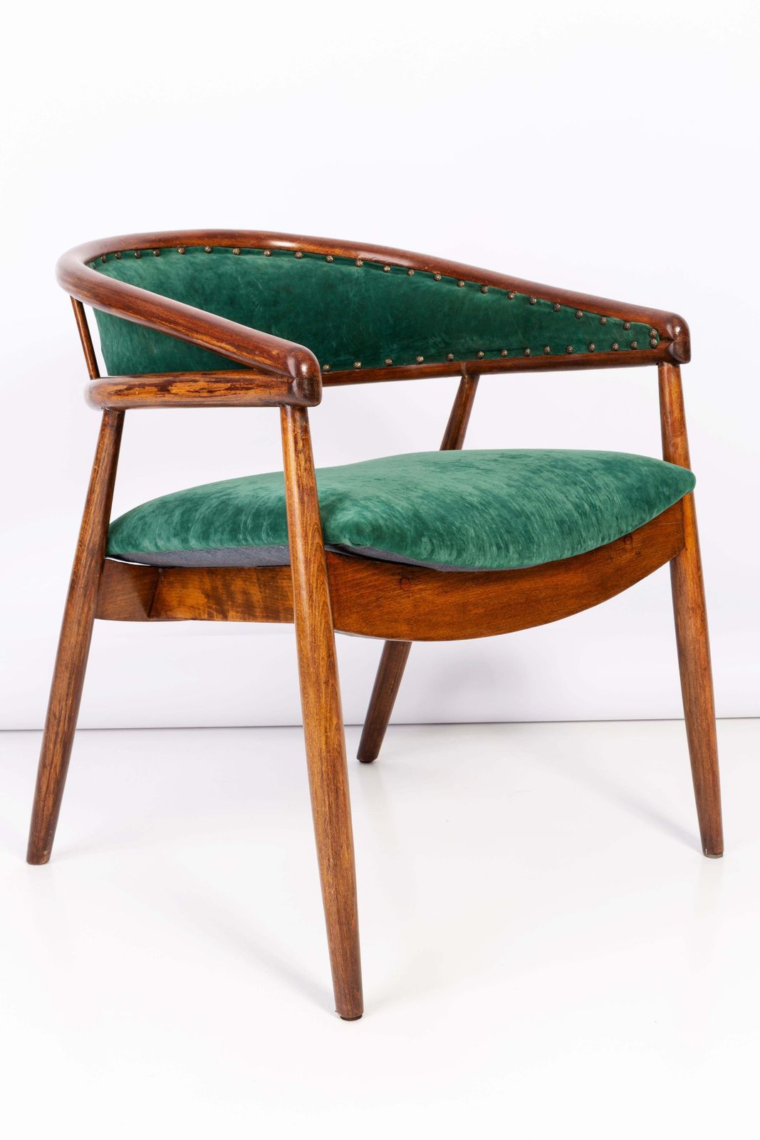 Set Of Two James Mont Bent Beech Armchairs, Dark Green, B 3300 Type, 1960s photo furniture