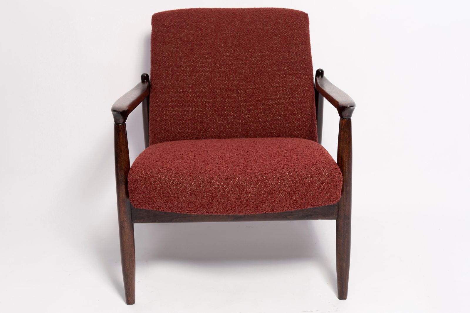 photo furniture Twee Mid Century Gfm 64 Fauteuils In Bordeaux Bouclé, Edmund Homa, Europa, Jaren 1960