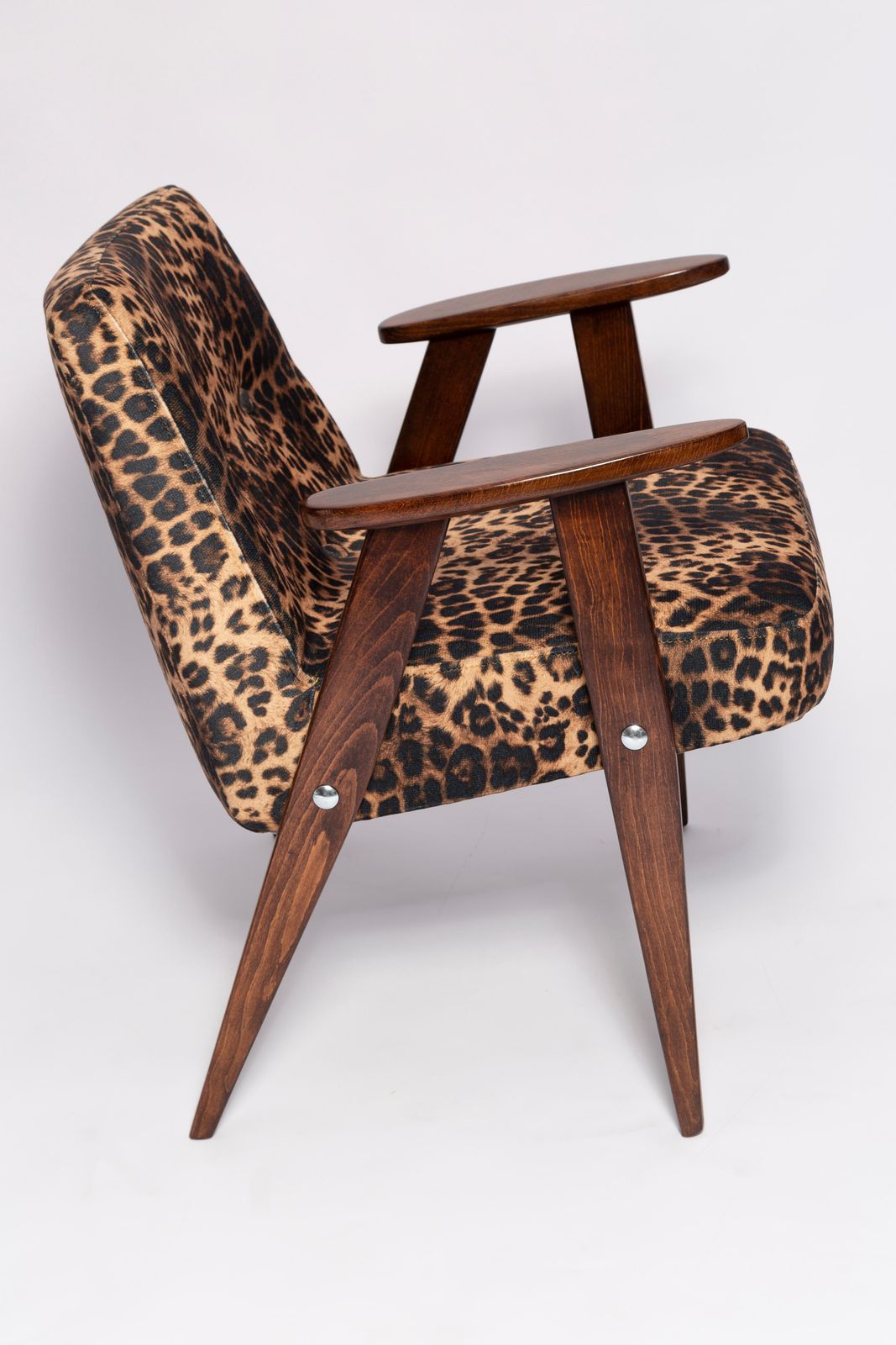 photo furniture Two Midcentury 366 Armchairs In Leopard Print Velvet, Jozef Chierowski, 1960s