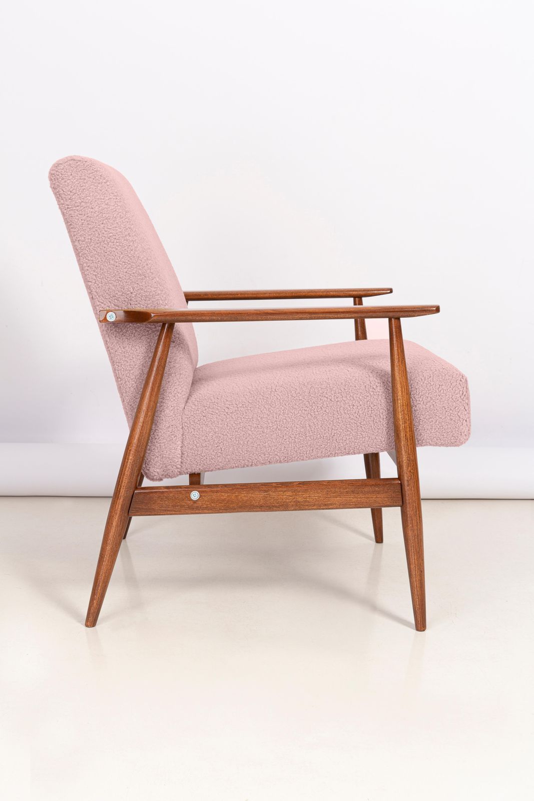 Furniture Pair Of Dusty Pink Bouclé Dante Armchairs, H. Lis, Europe, 1960s photo