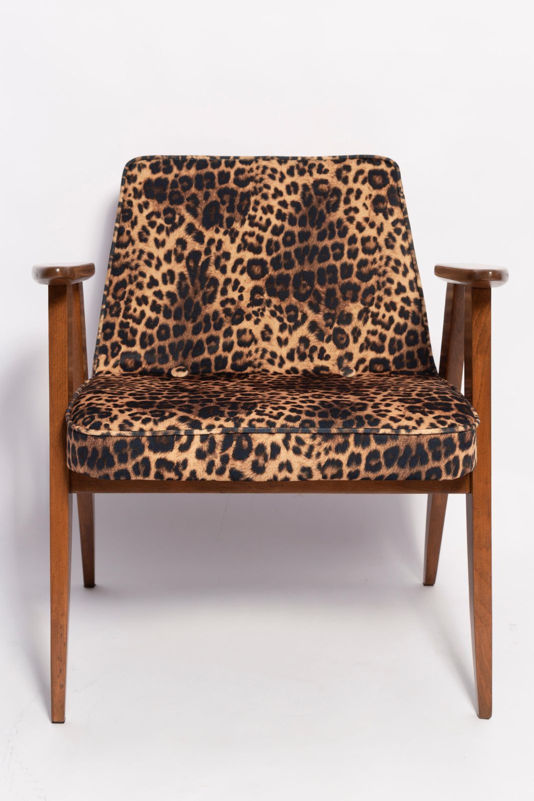 2551.0 Two Mid Century 366 Armchairs In Leopard Print Velvet, Jozef Chierowski, 1960s photo