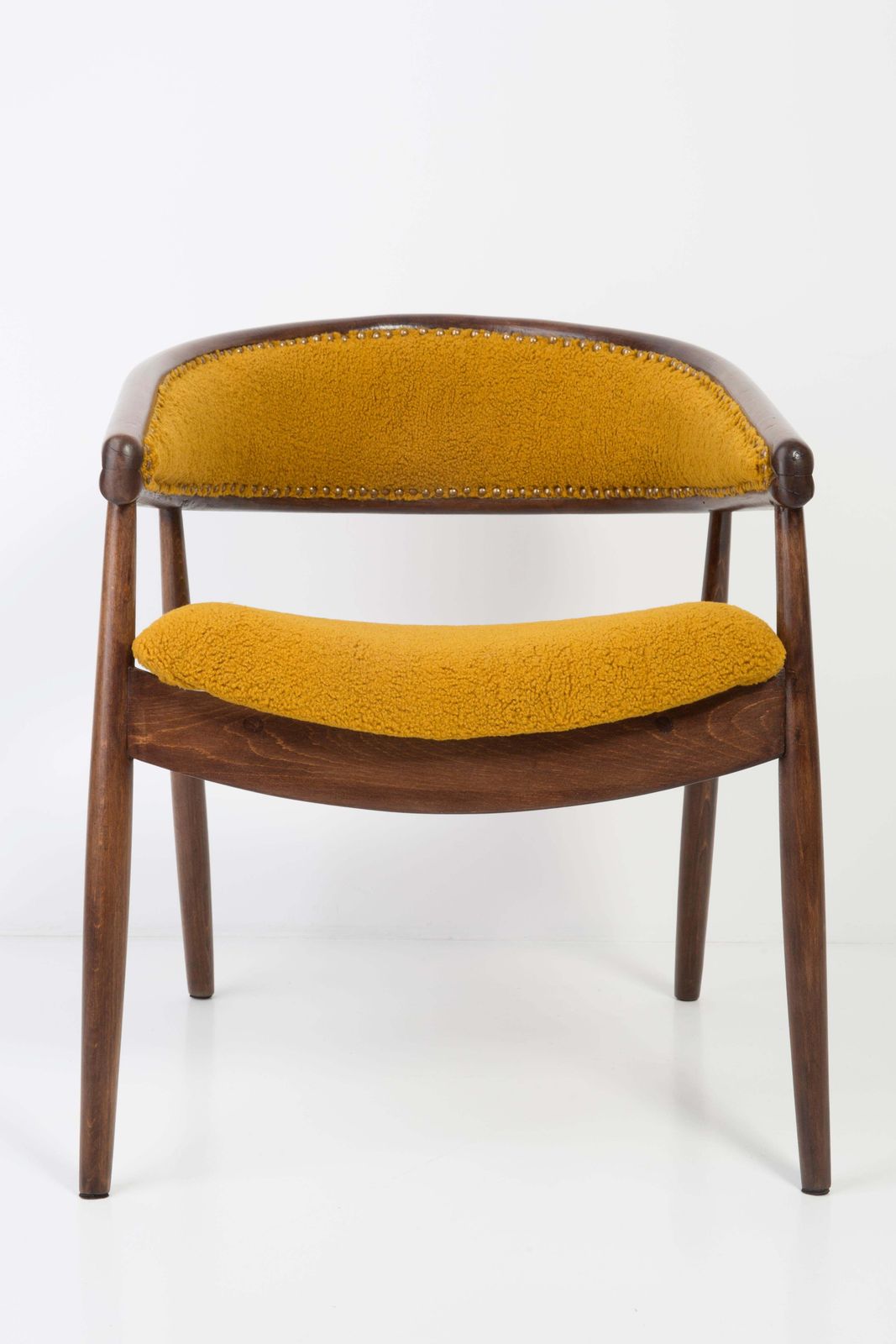 2551.0 Set Of Two James Mont Bent Beech Armchairs, Yellow Ochra Boucle, 1960s photo