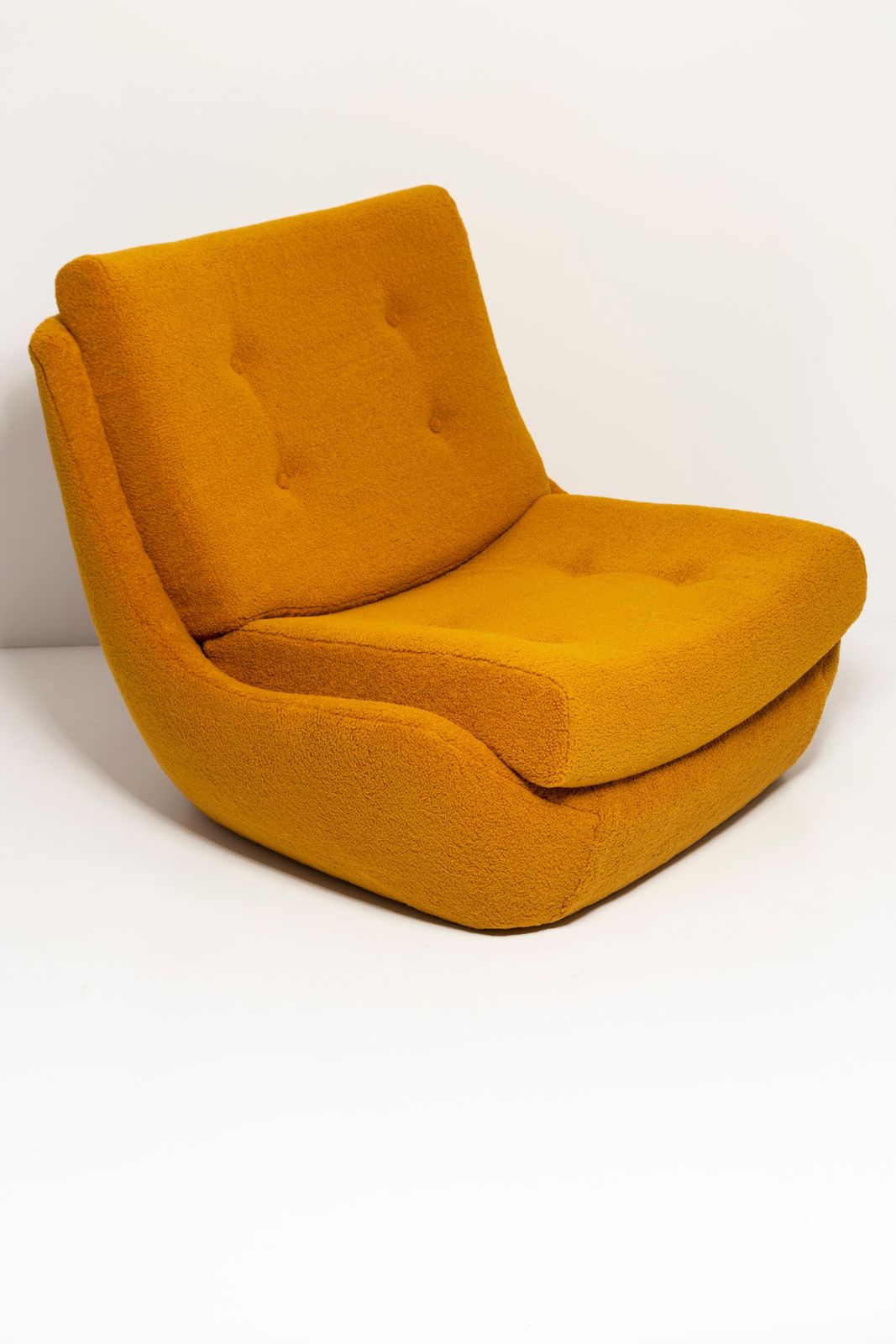 20th Century Vintage Ochre Yellow Boucle Atlantis Big Armchair, 1960s photo furniture