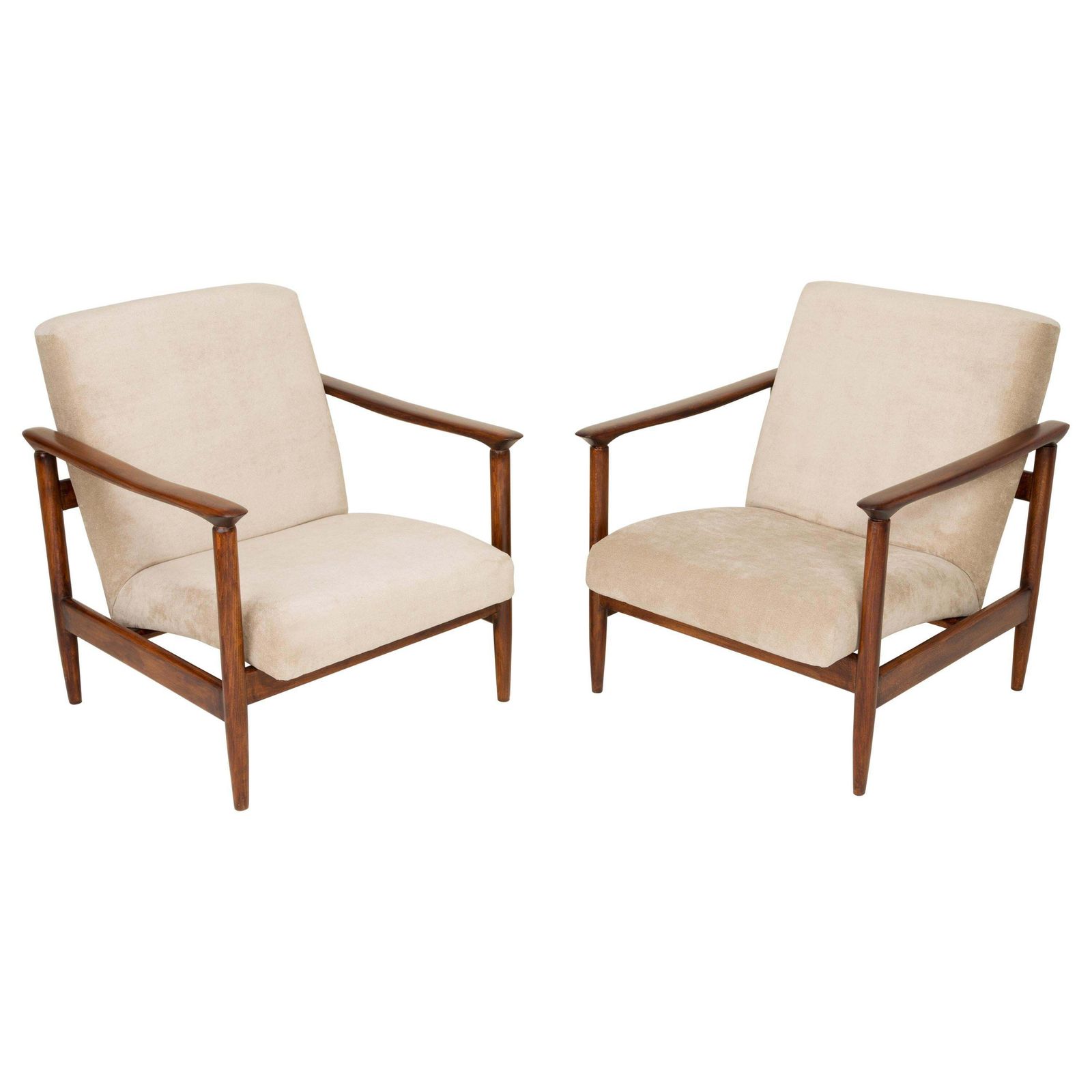 Pair Of Beige Armchairs, Edmund Homa, Gfm 142, 1960s, Poland