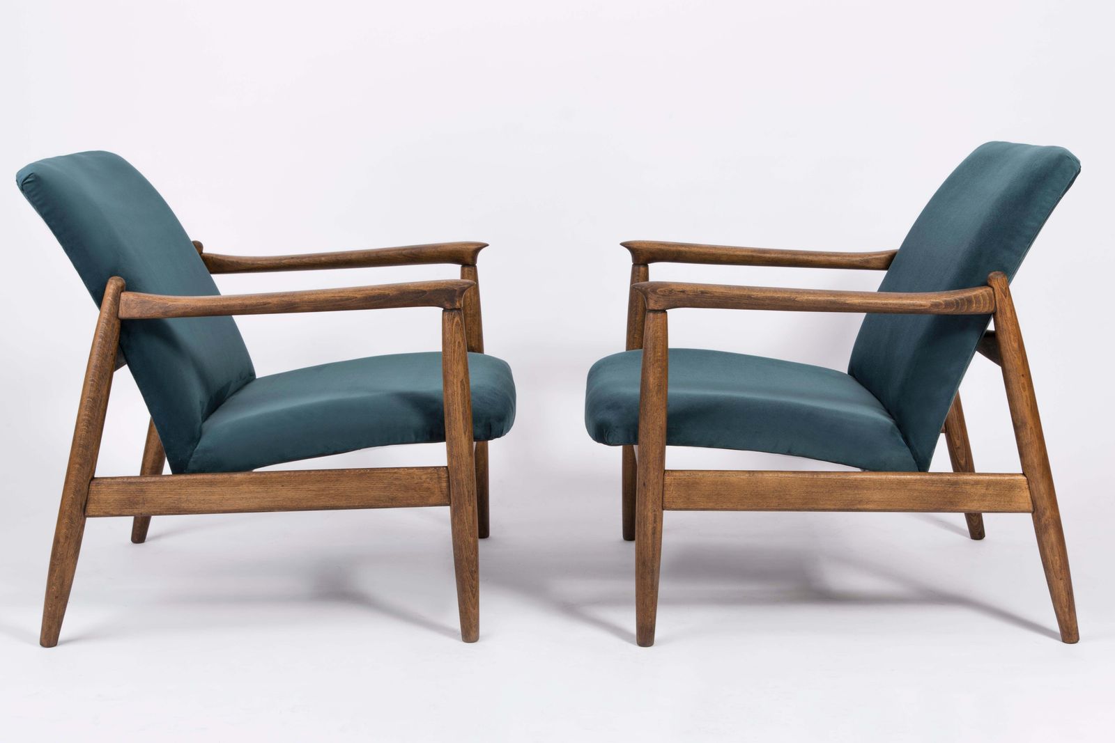 Pair Of Petrol Blue Armchairs, Edmund Homa, 1960s photo for sale