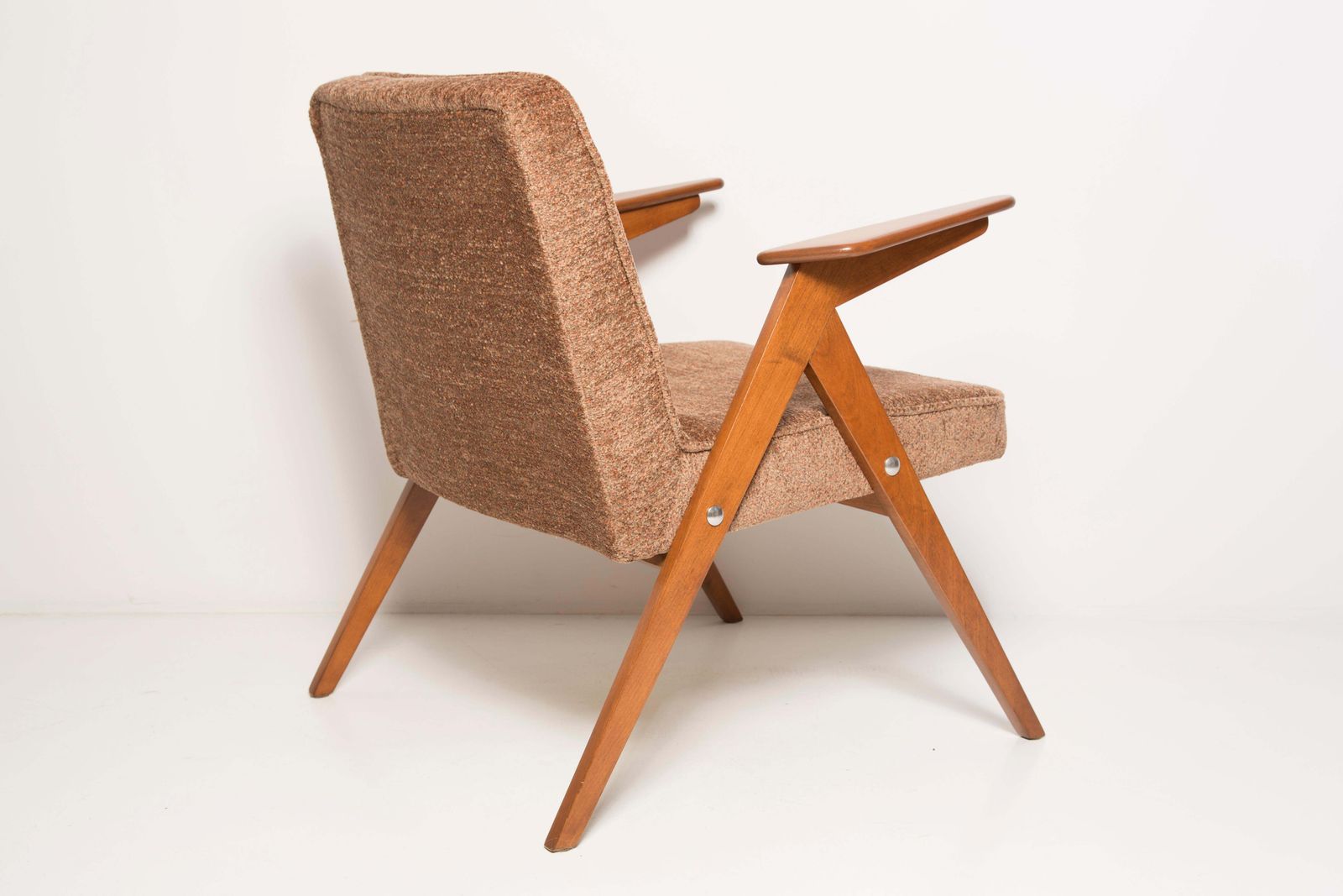 Set Of Two Midcentury Brown Bunny Armchairs, By Jozef Chierowski, Poland, 1960s photo vintage