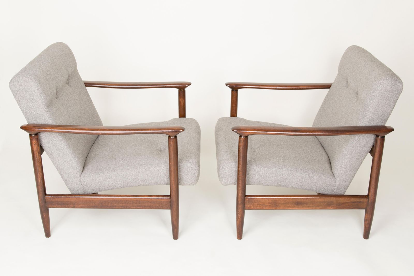 Pair Of Beige Armchairs, Edmund Homa, Gfm 142, 1960s, Poland photo for sale