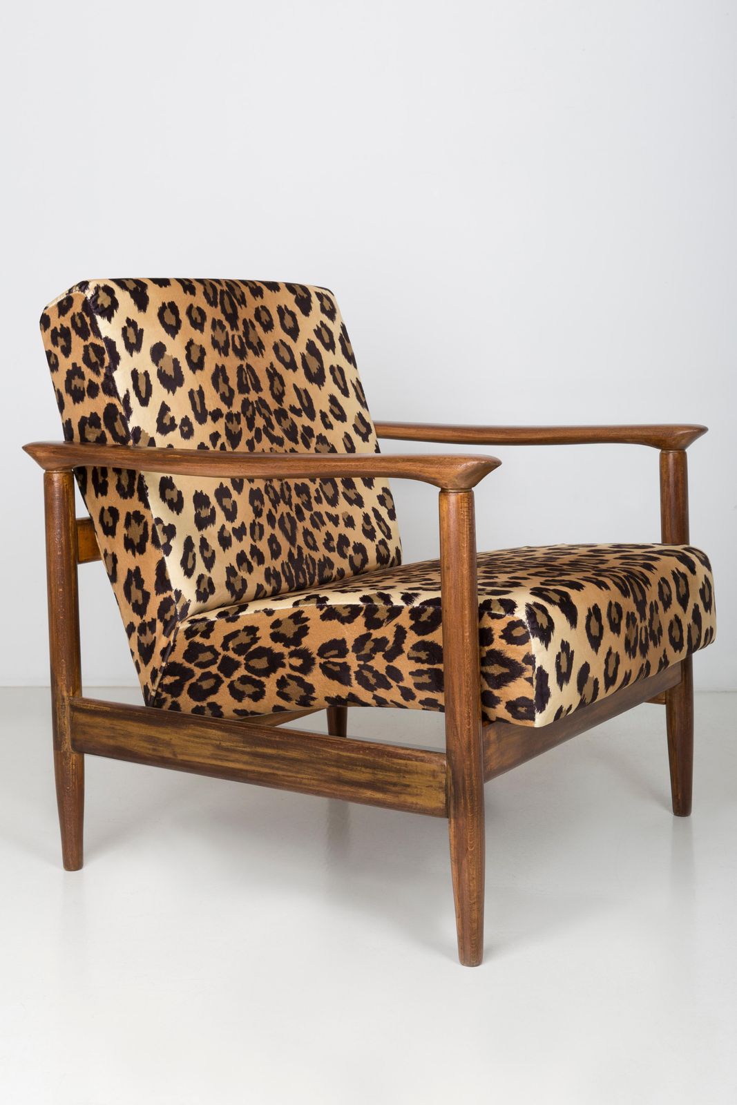 Paar Fauteuils Met Luipaardprint Fluweel, Edmund Homa, Gfm 142, Jaren 1960, Polen photo vintage