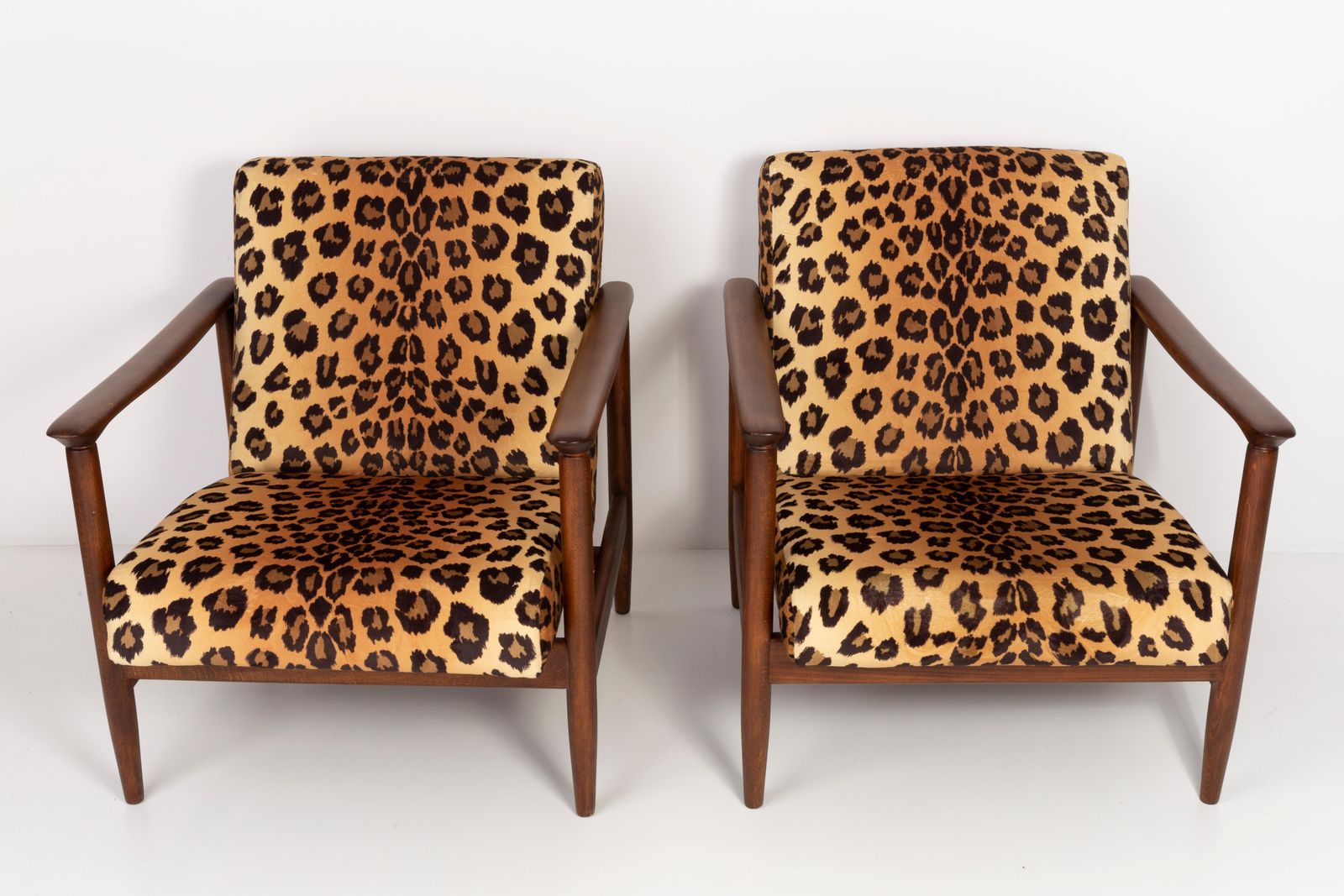 Two Leopard Velvet Armchairs, Hollywood Regency, Edmund Homa, 1960s, Poland photo furniture