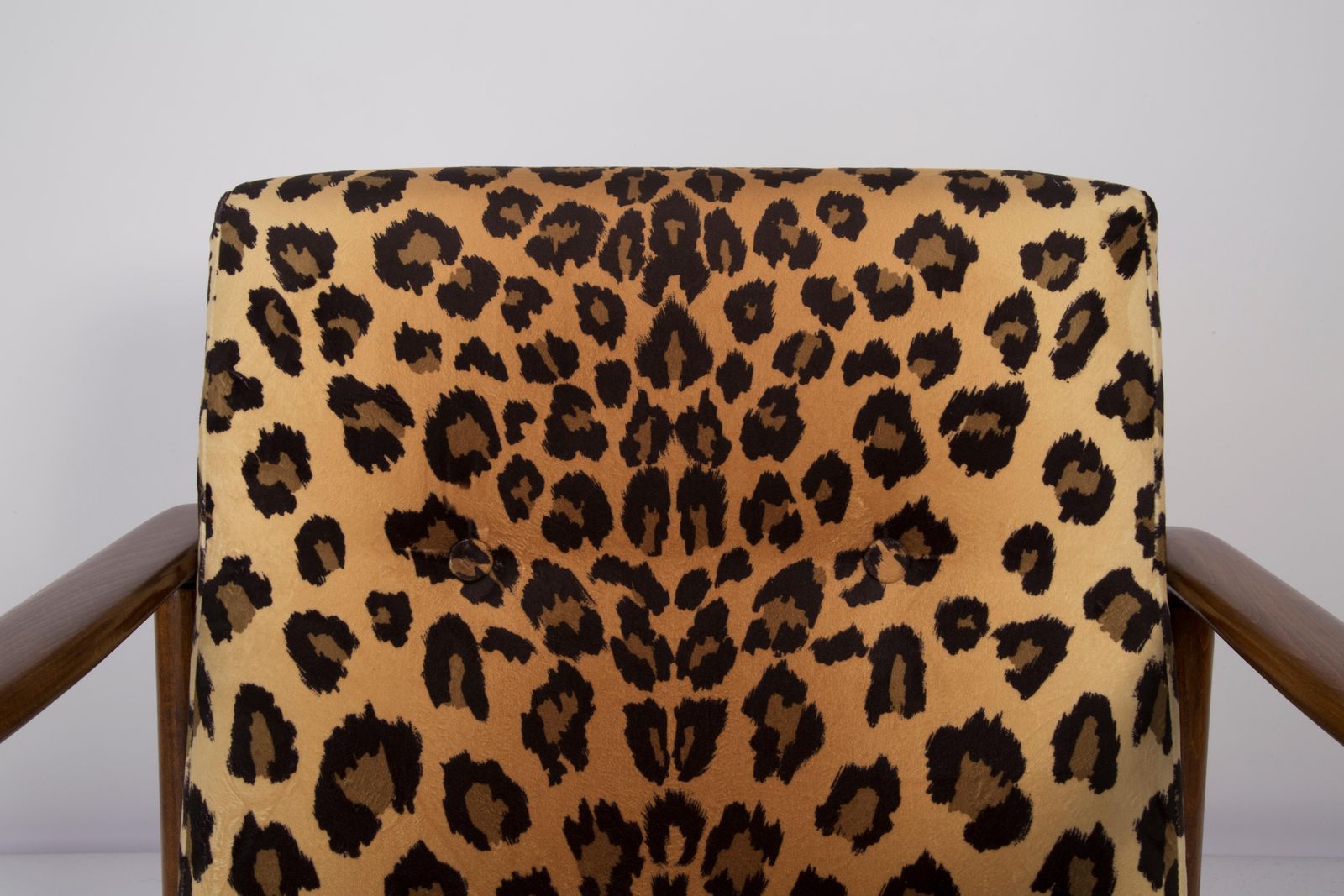 Set Of Two Leopard Velvet Vintage Armchairs, Edmund Homa, 1960s, Poland photo vintage